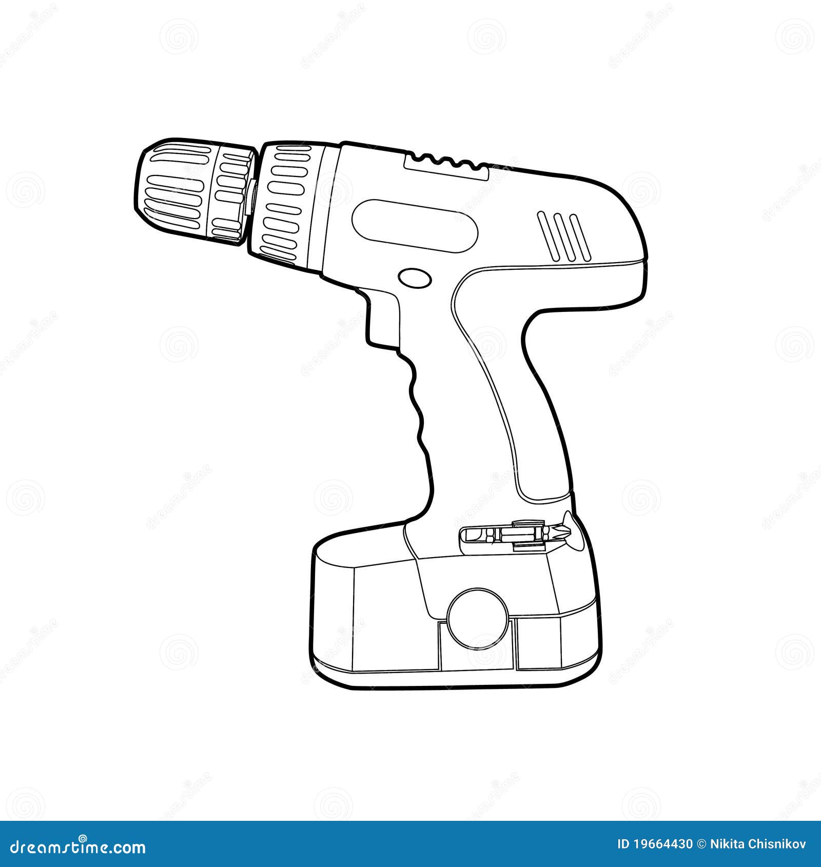 Cordless Drill. Imitation Of Pencil Drawing. Royalty-Free Stock Photo