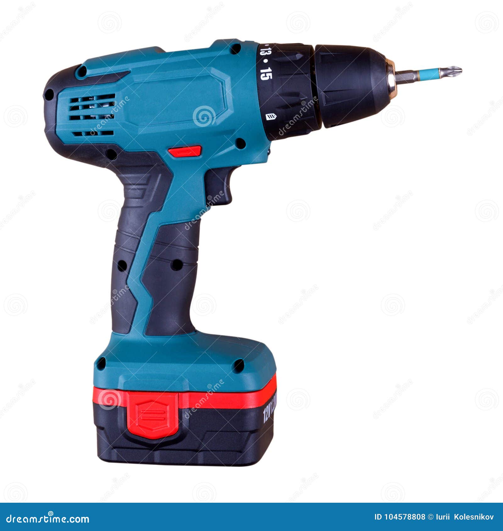 Cordless Drill Isolated on White Stock Photo - Image of adjustable ...