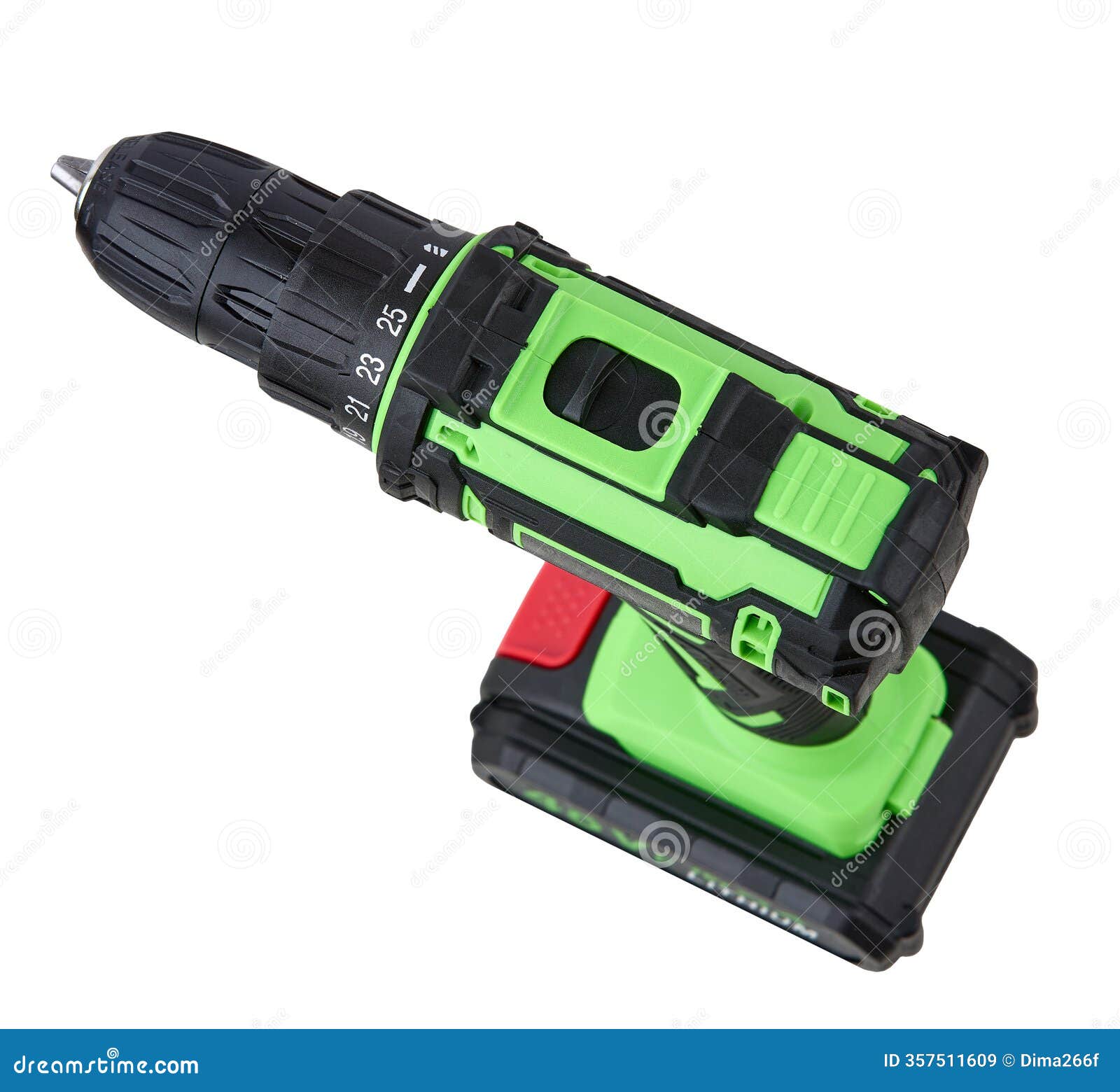 cordless electric drill with 48v lithium battery  on white background