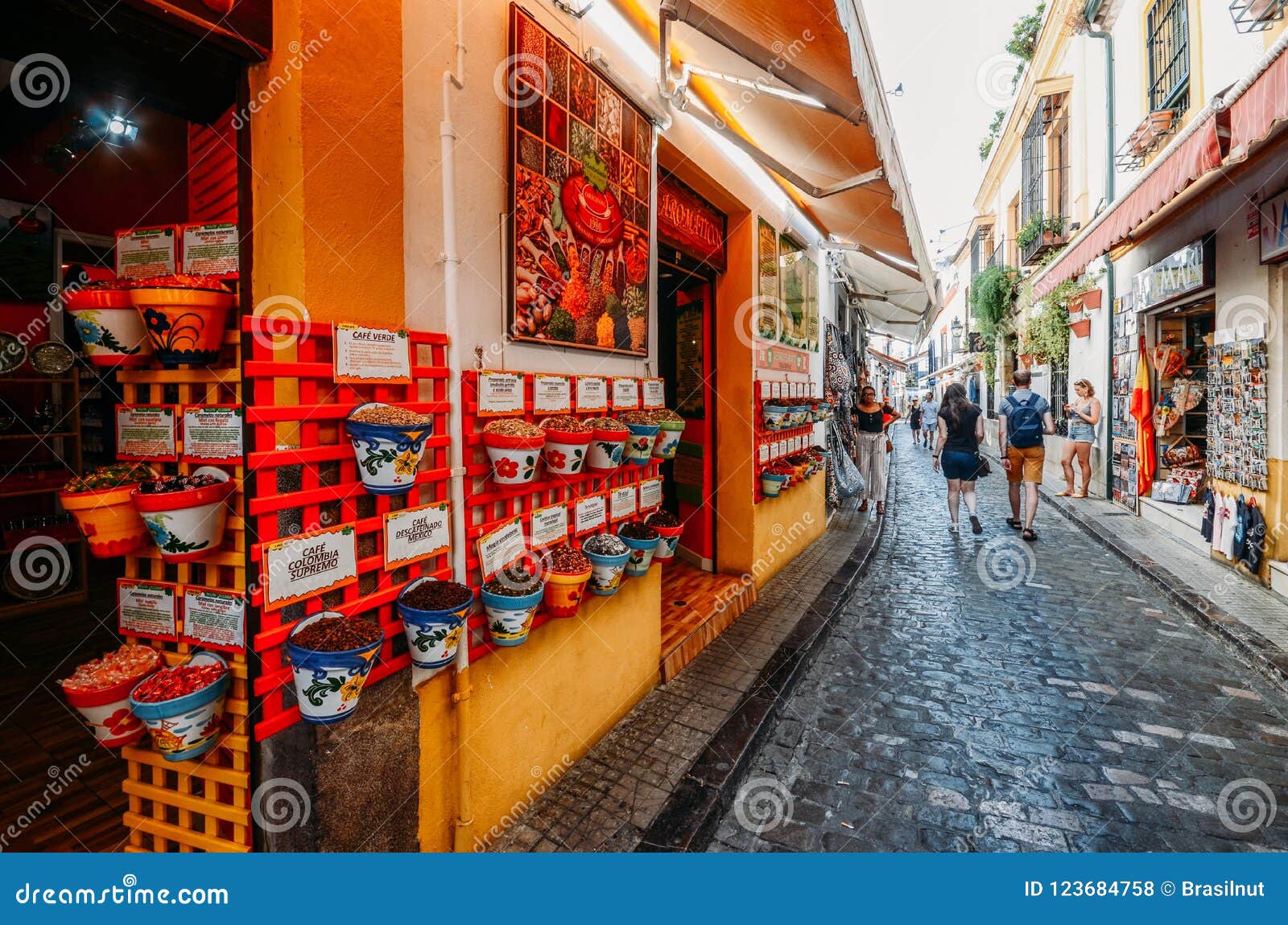 Touristic Shops Selling Souvenirs At A Gift Shop Near The Mezquita - Catedral, Cordoba ...