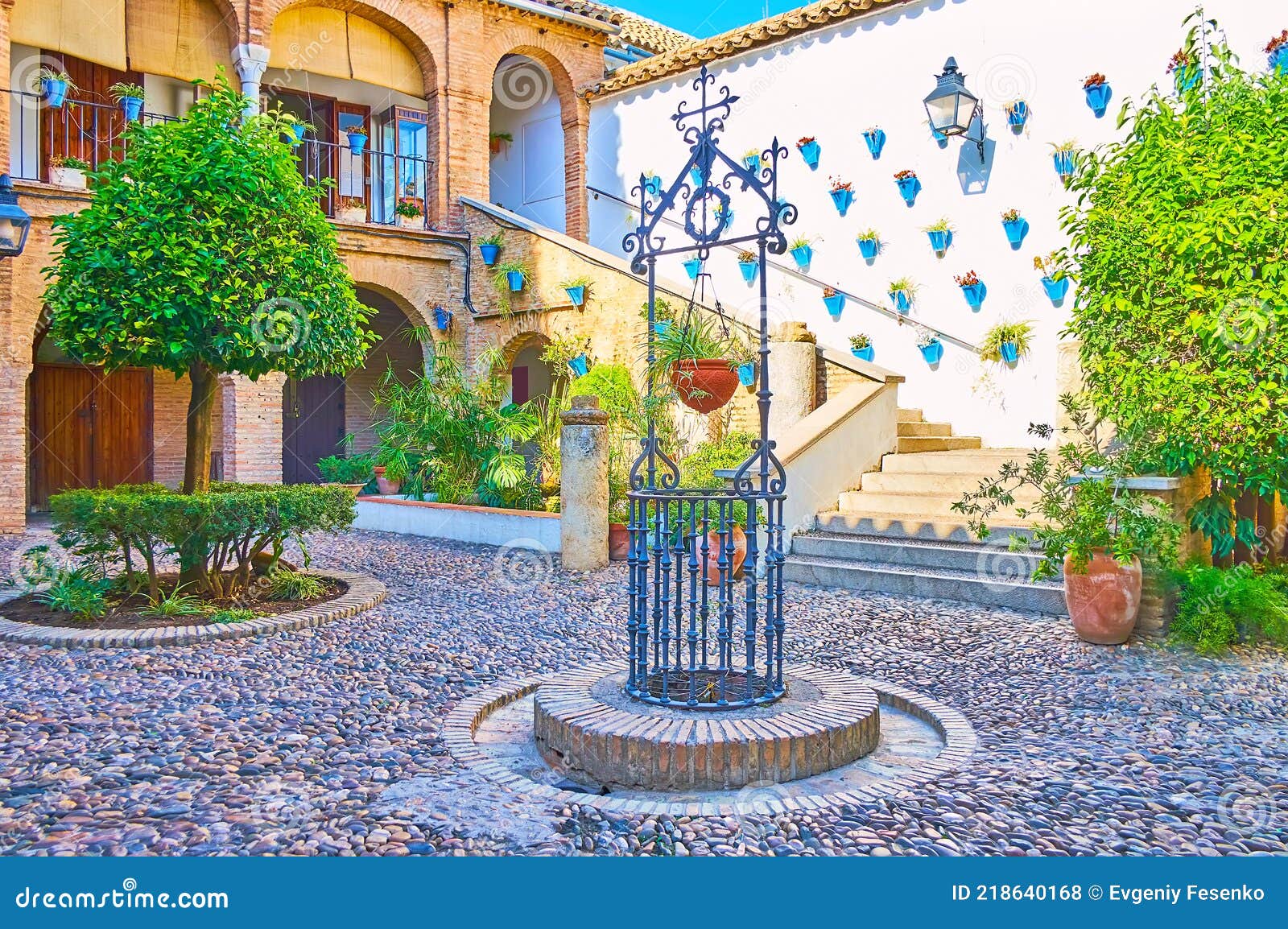 the cordovan patio in former casa de las bulas, now serving as aca zoco handicraft market, cordoba, spain