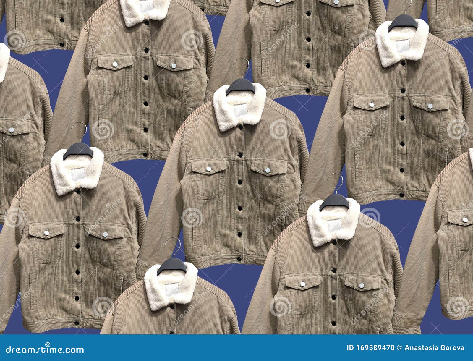 Corduroy Jackets with Faux Shearling Lining on a Hangers Stock Photo ...