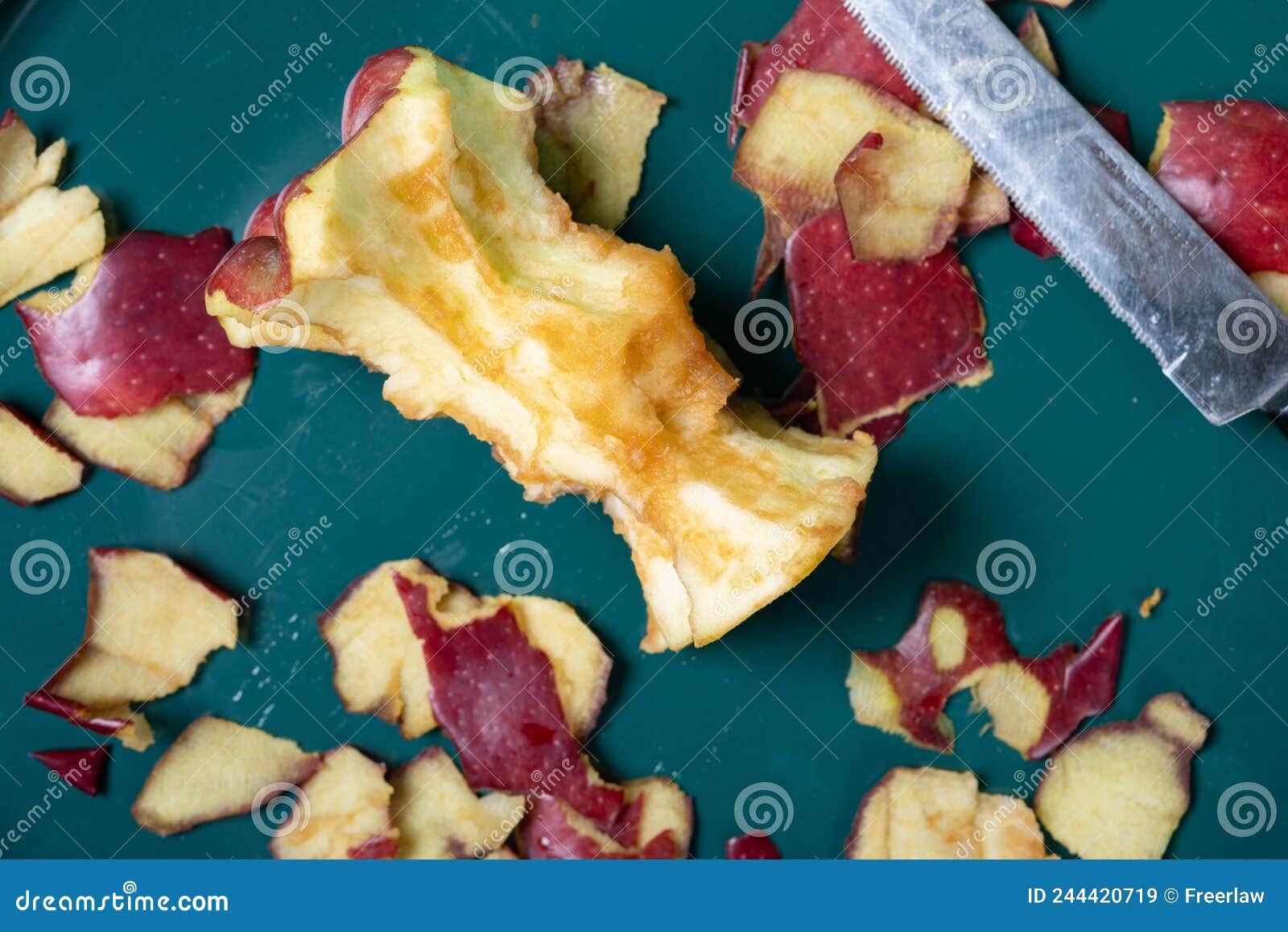 Core and skin of red apple stock image. Image of bite 244420719