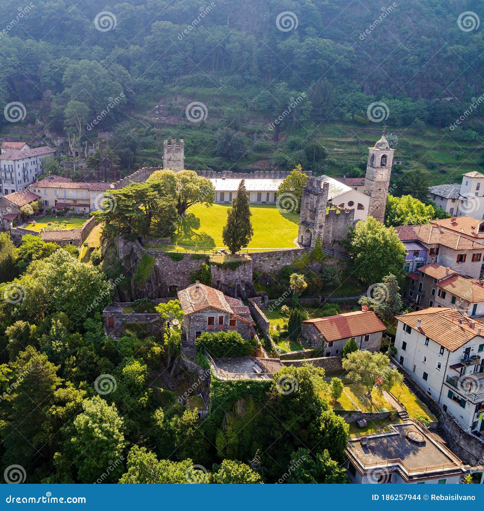 corenno plinio - lake como it - aerial view of the village