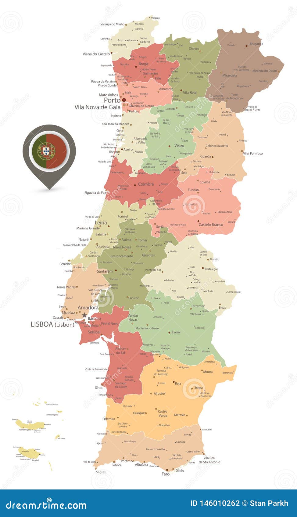 Vetores de Mapa Físico Detalhado Elevado De Portugal e mais