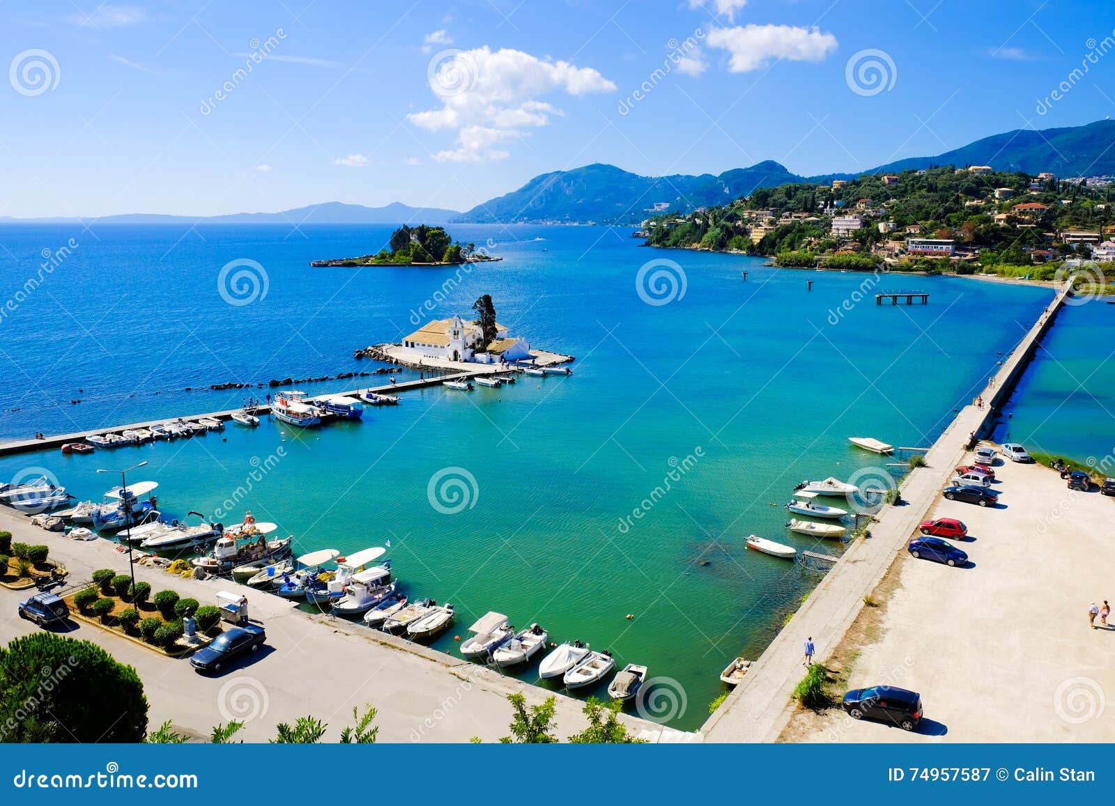 Corfu Symbol Pontikonisi Island and Vlacherna Monastery Stock Image ...