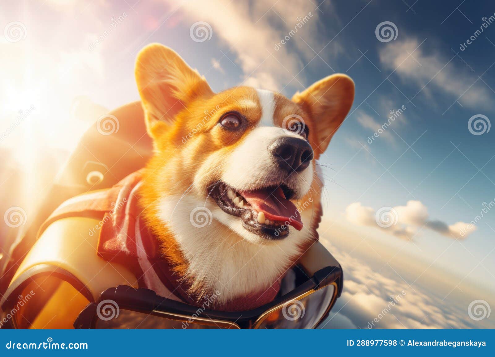 A Corgi Dog is Flying on a Plane with a Backpack Stock Photo - Image of ...