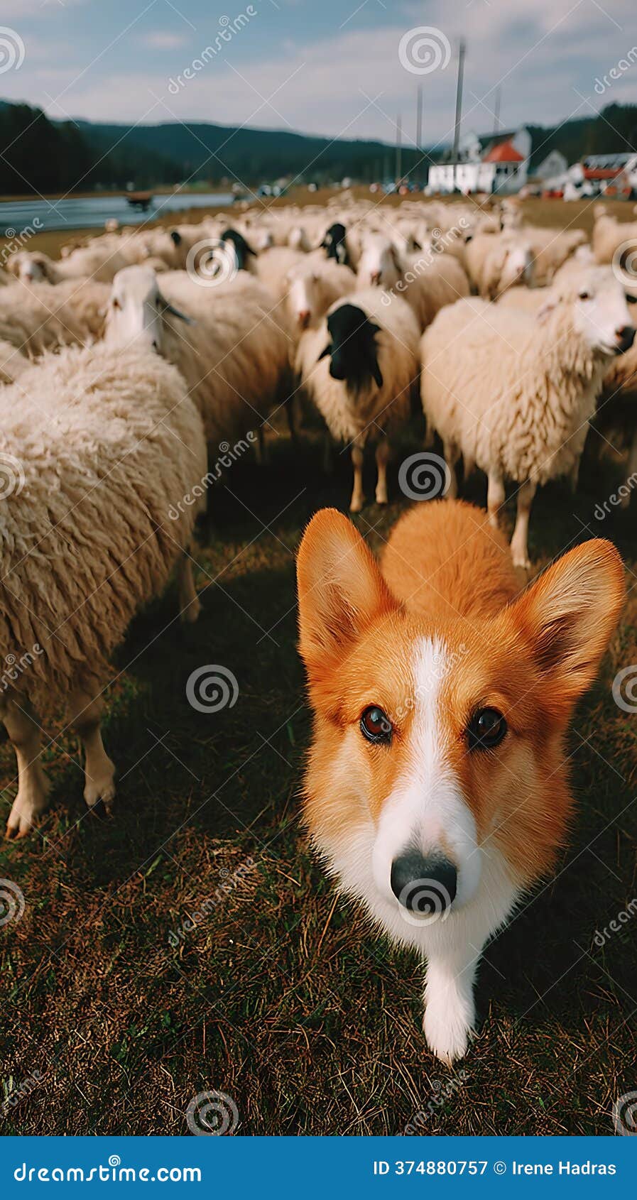 Sheep Corgi Cow Herding Welsh Corgi Cattle Service Stock Photo