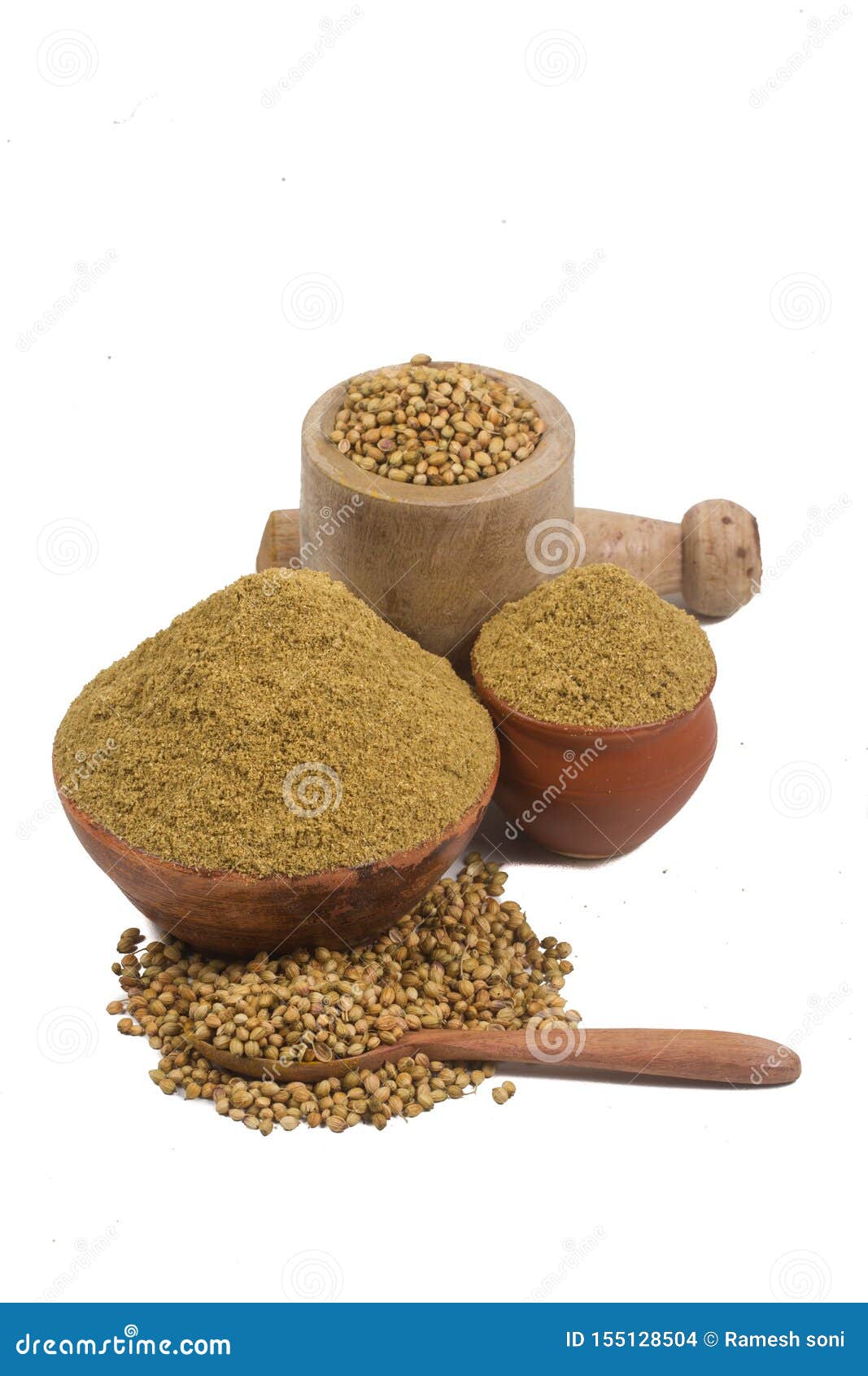 Coriander Powder with Seeds Stock Photo Image of green, masala 155128504