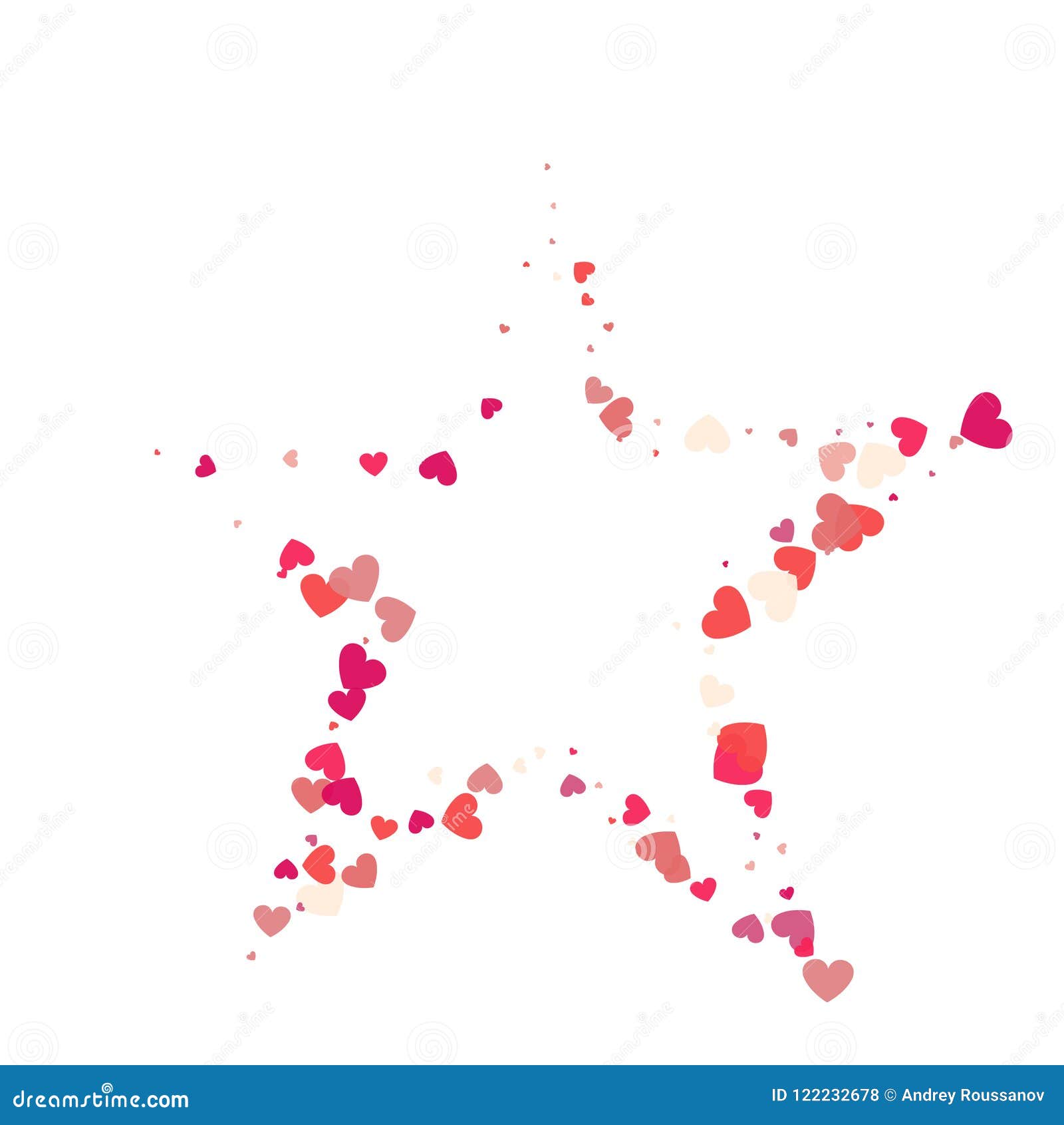 Coriandoli di rosa di vettore di forma del cuore con la struttura bianca della stella dentro