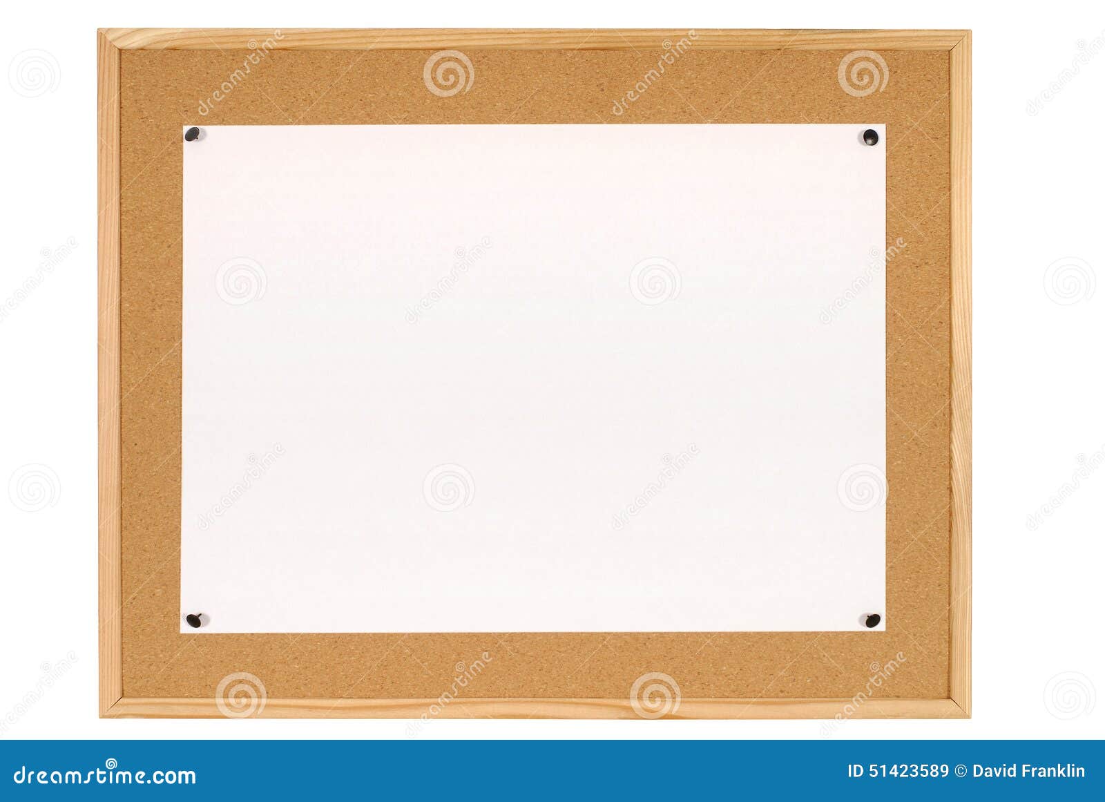 Plain Oblong Poster Paper Pinned To a Cork Bulletin Board, Copy Space Stock  Image - Image of isolated, advertisement: 51423589