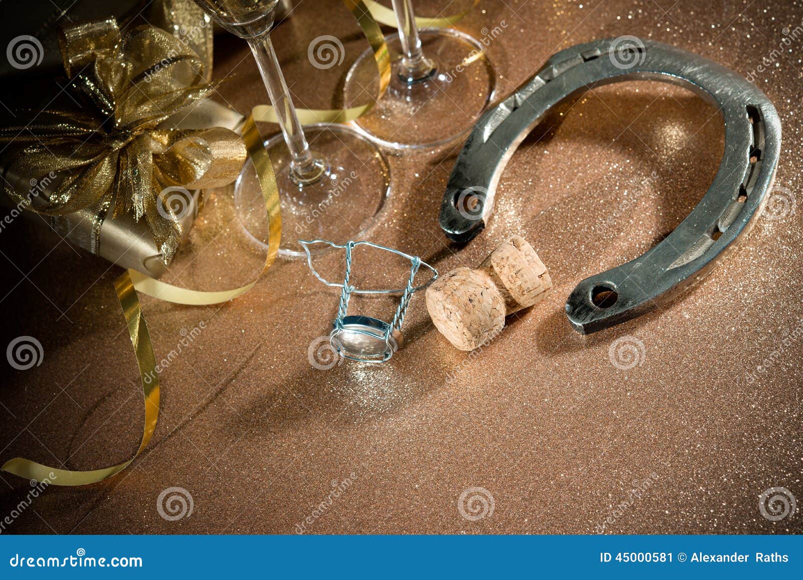 Cork from Champagne Bottle with a Horseshoe Stock Image Image of