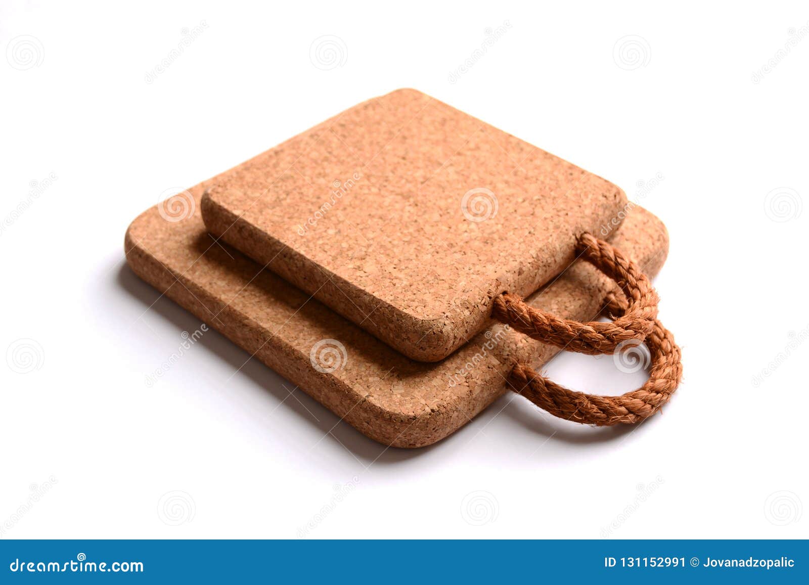 Cork Pads for Hot Kitchen Utensils on a White Background Stock Image