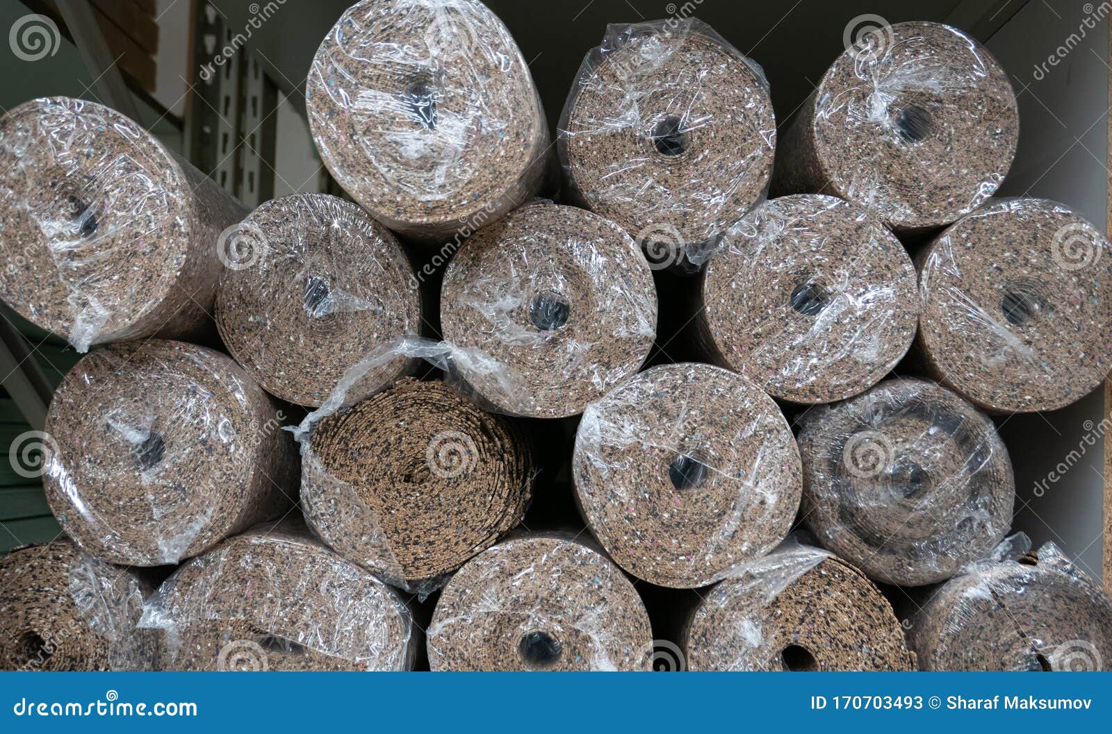 Cork Underlayment Rolls For The Laminate Flooring In A Shop Stock