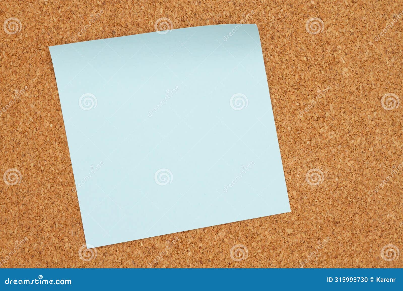 corkboard with blue sticky note background