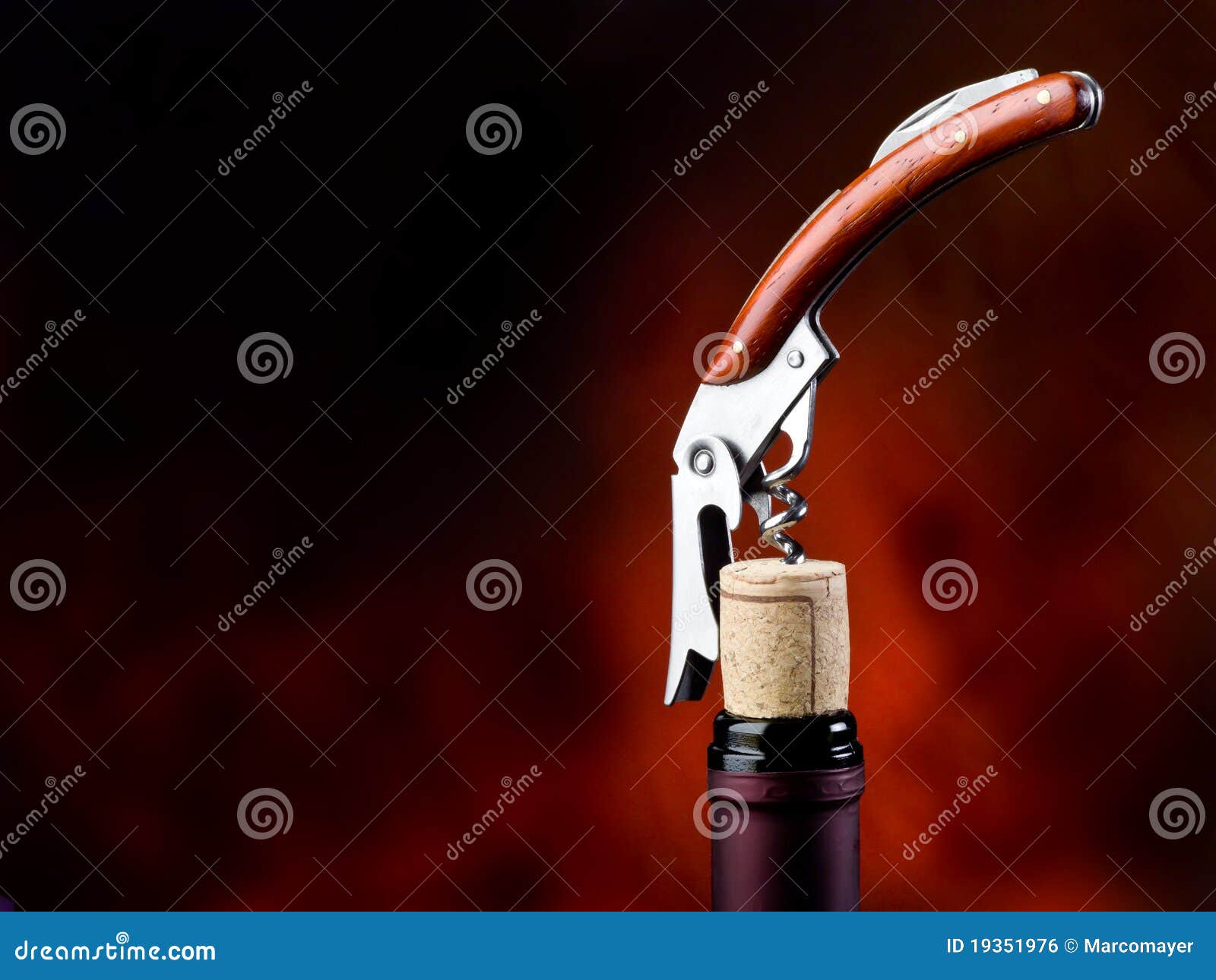Corkscrew with bottle stock photo. Image of space, wood 19351976