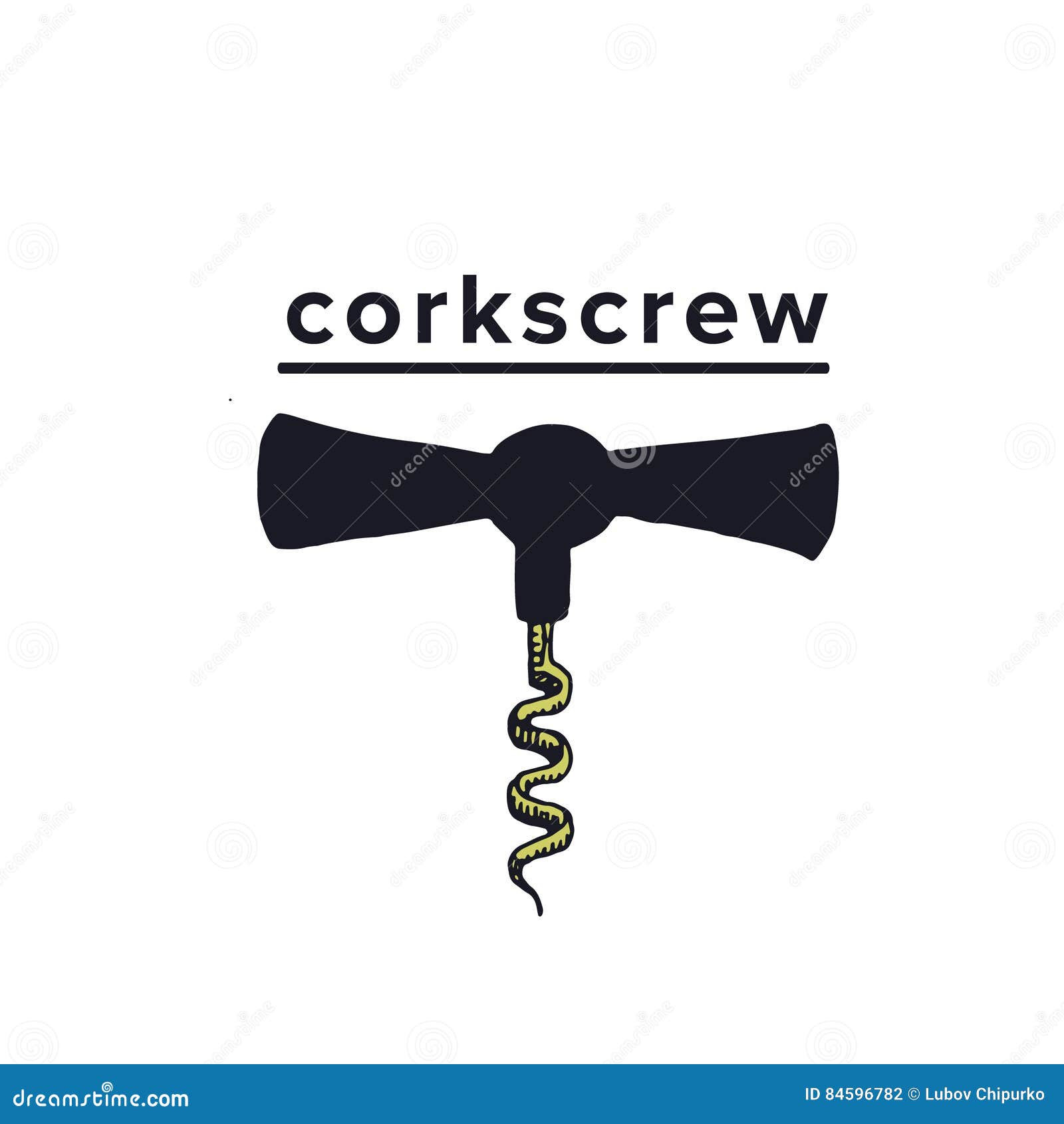 Corkscrew. Vintage Engraved Vector Illustration. Stock Vector