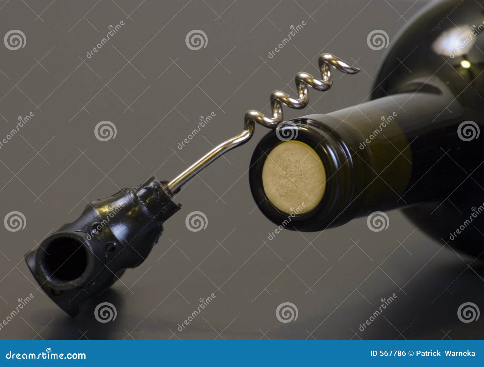 Corkscrew and wine bottle stock photo. Image of solid, wine 567786
