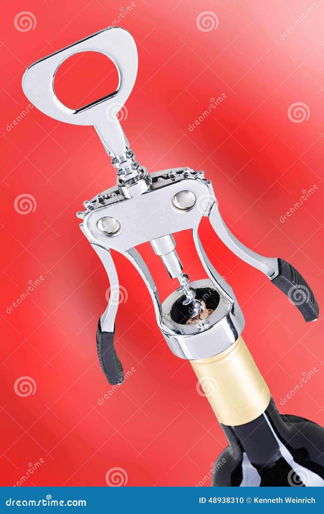 Corkscrew with wine bottle stock photo. Image of kitchen 48938310