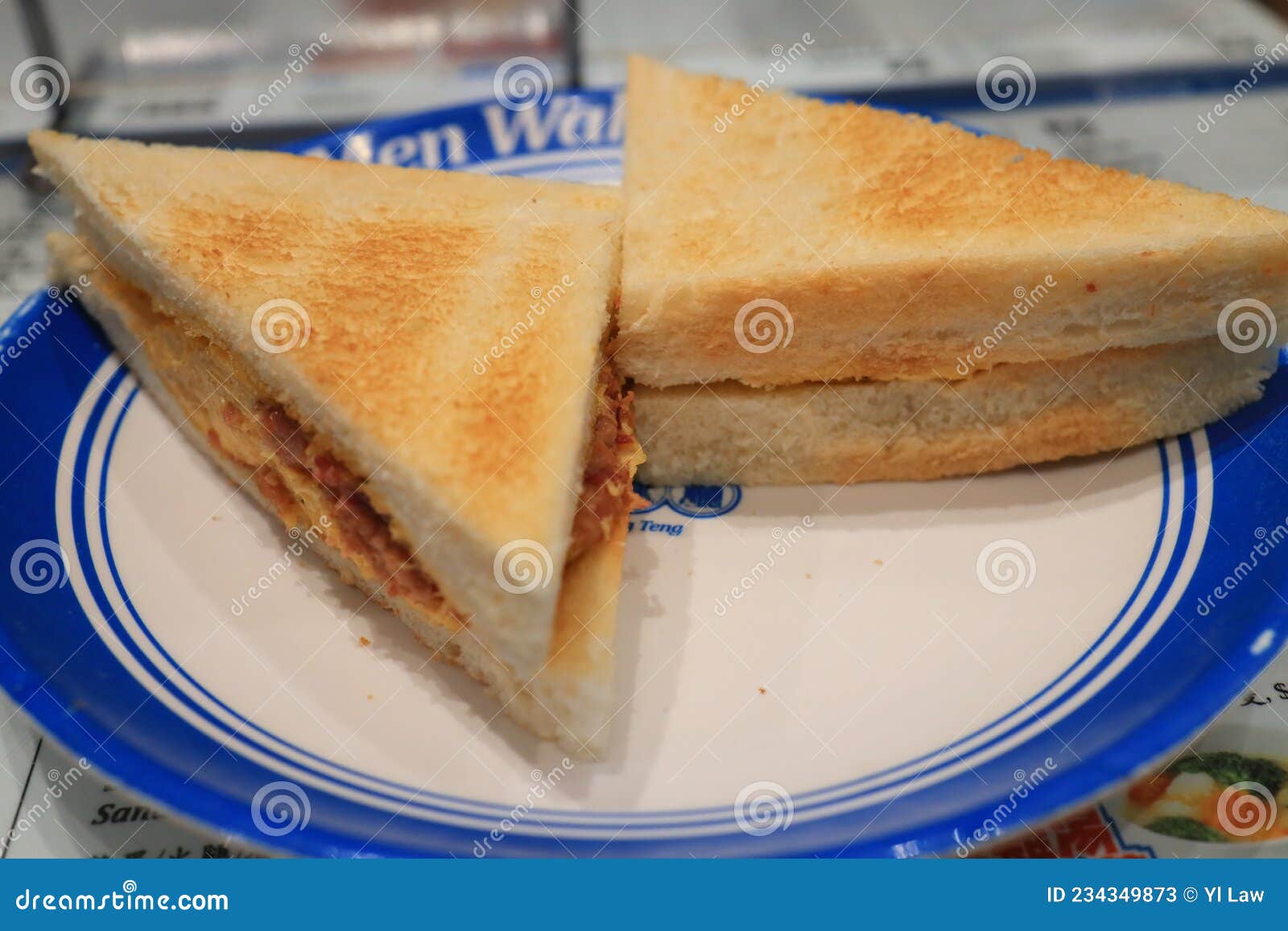 A Corn Beef and Egg Sandwich Toasted at Hk Stock Image Image of open