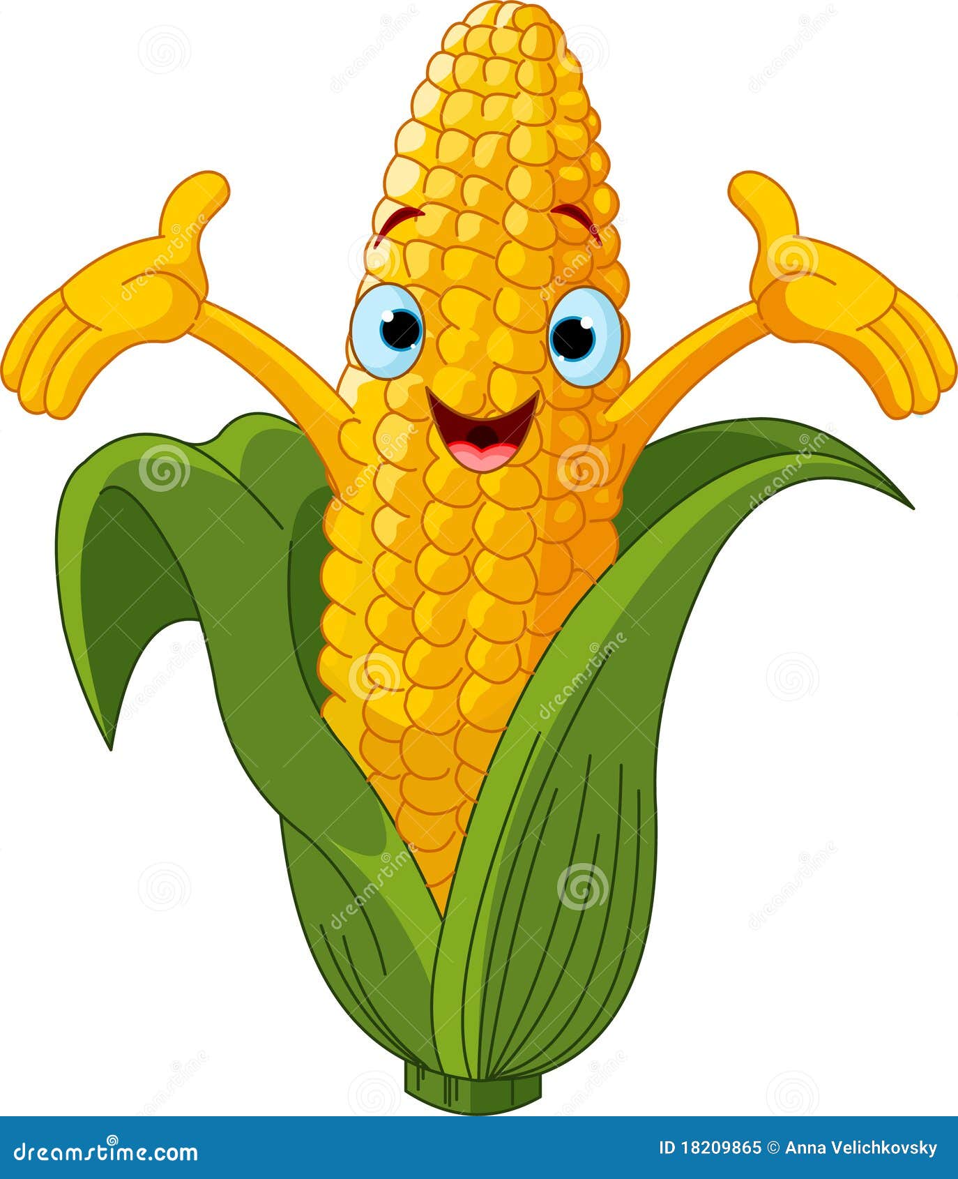 corn character presenting something