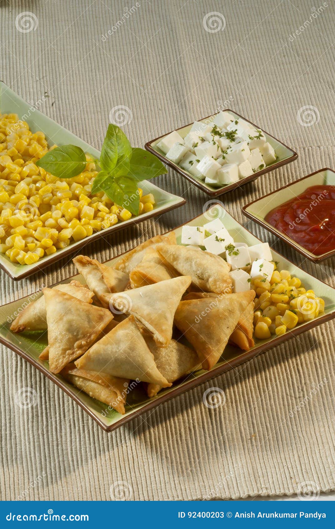 Corn Cheese Samosa with Mint Dip Stock Image Image of samosas, black