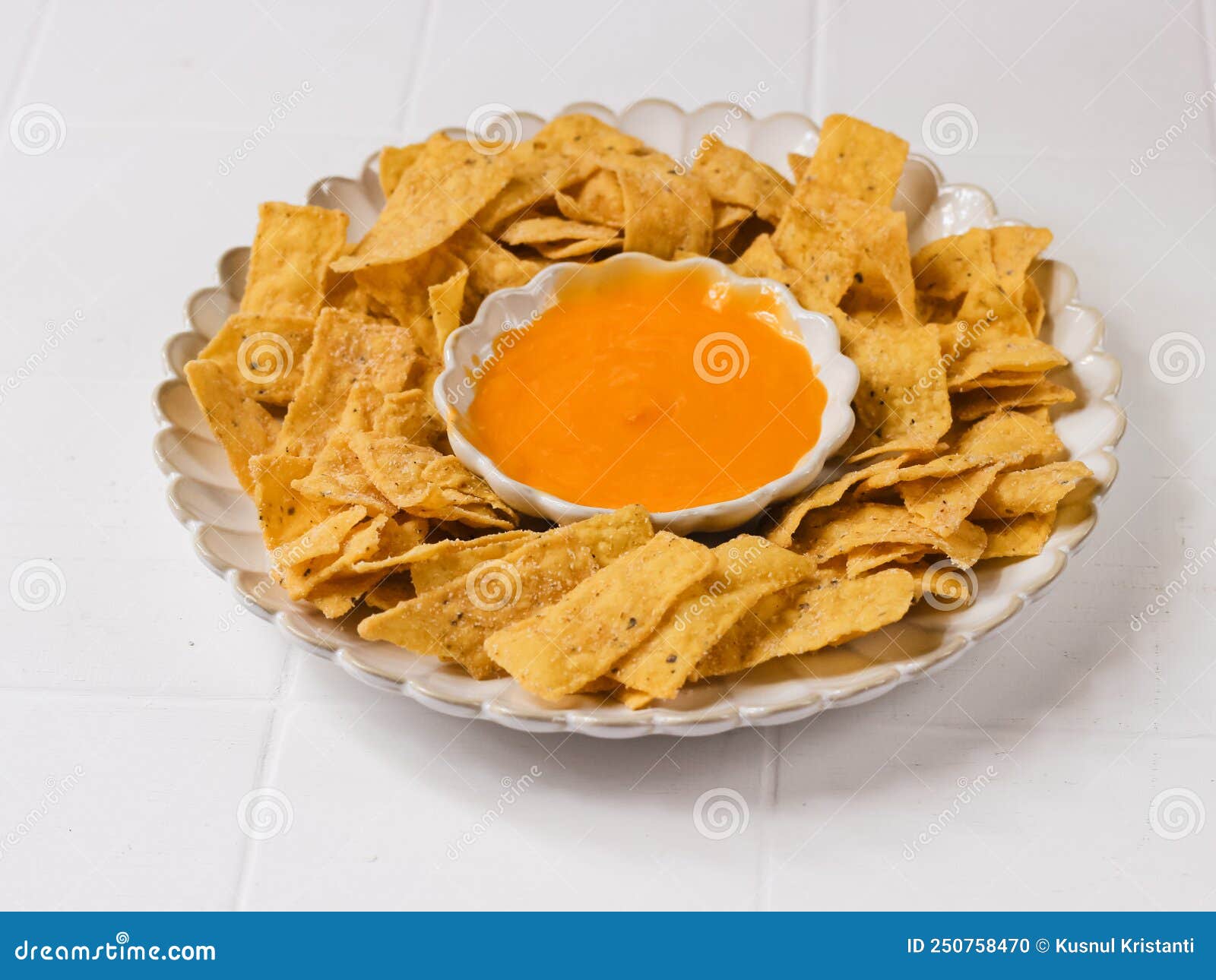 Corn Chips with Cheese Sauce Stock Photo Image of chip, sauce 250758470