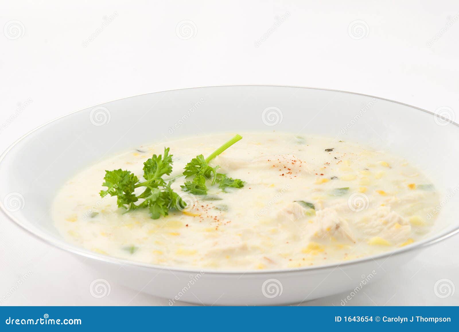 Corn Chowder with Chicken stock photo. Image of parsley - 1643654