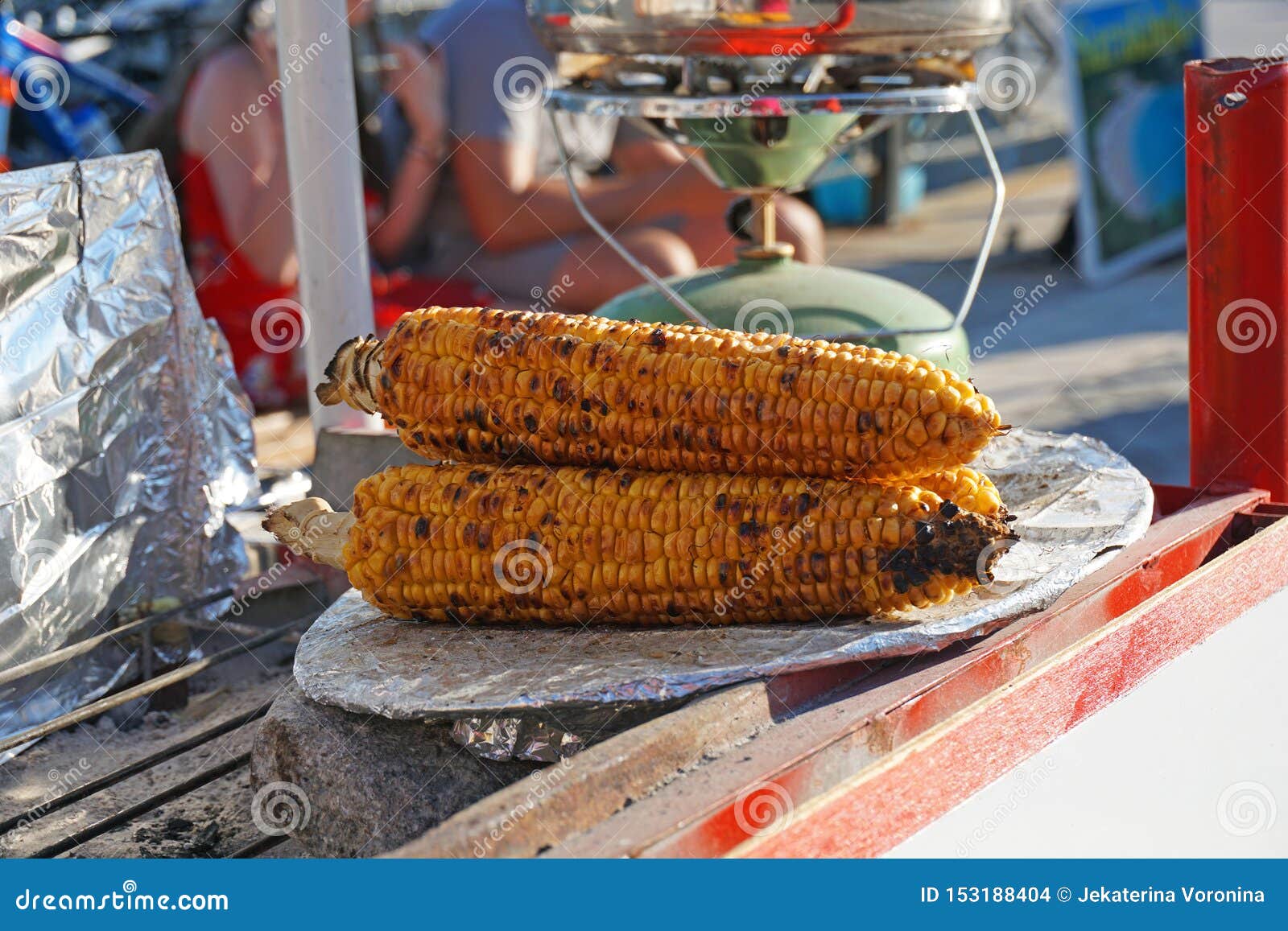 Corn Cobs Roasted for Sale on the Parga Seafront Stock Photo Image of
