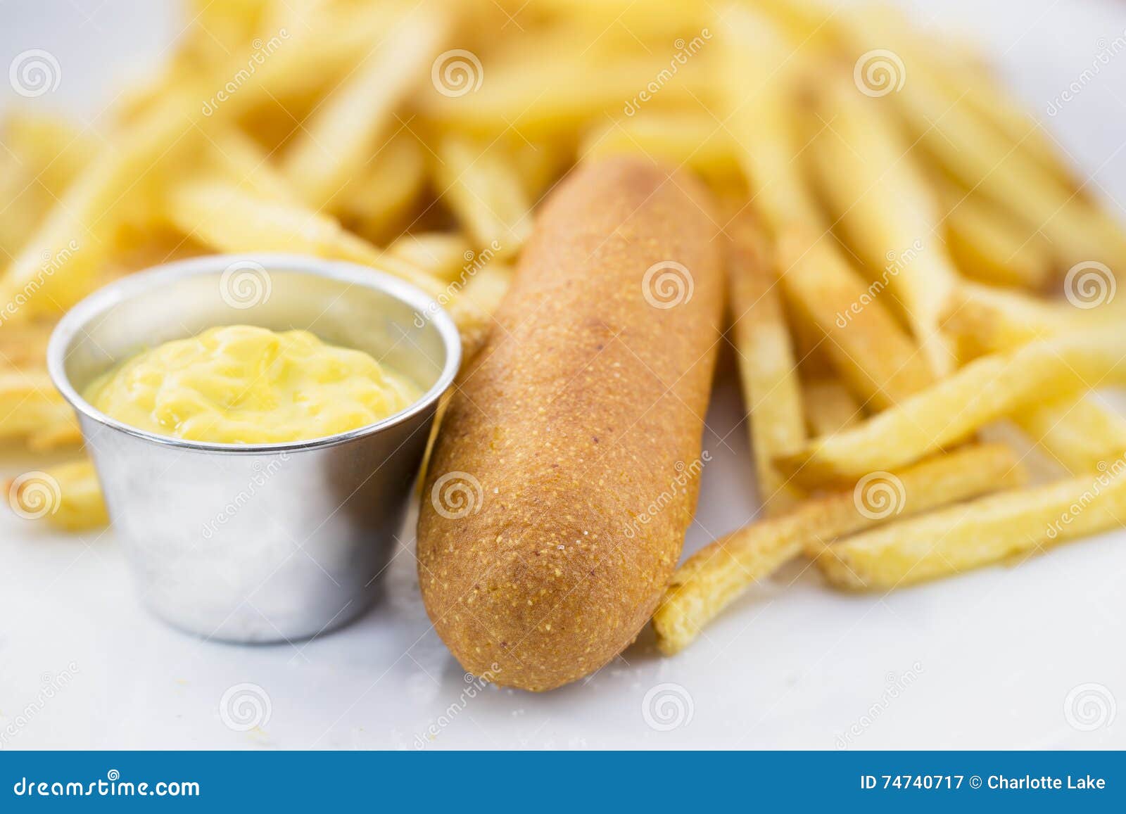 Corn Dog with Fries and Mustard Stock Image Image of hotdog, fried