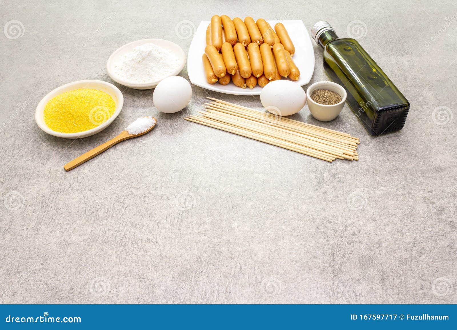 Corn Dogs Ingredients. Traditional American Street Food Stock Image