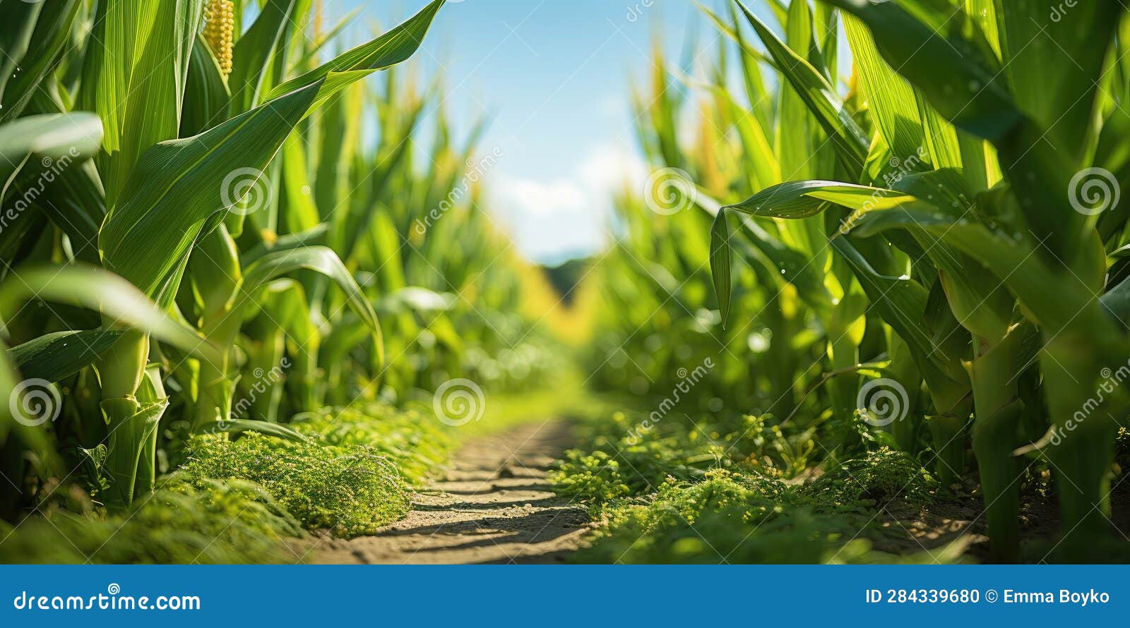 Corn Field, Harvesting, Ecofriendly Products. Generative AI Stock