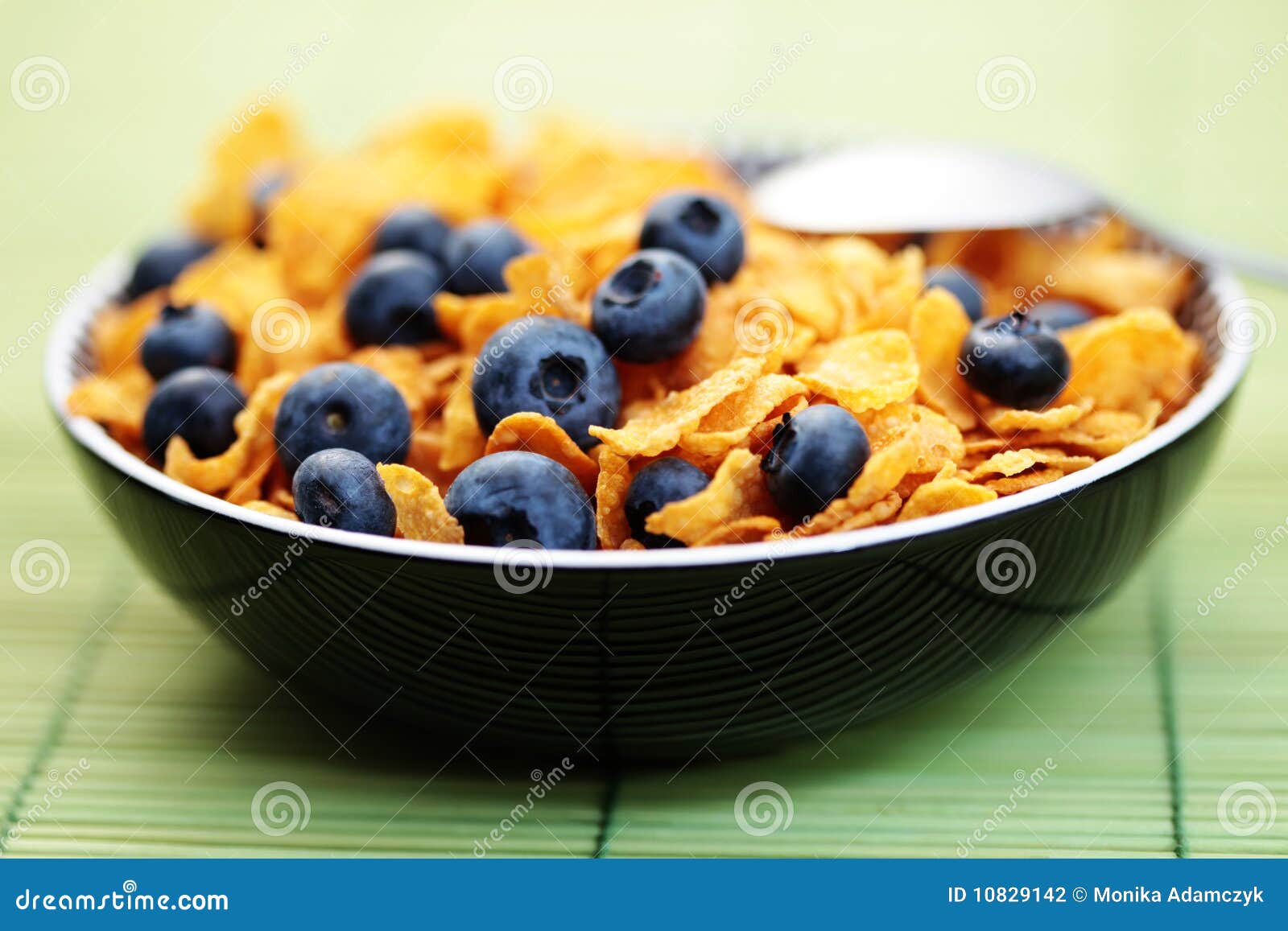 Corn Flakes with Blueberry Fruits Stock Photo Image of musli, bowl