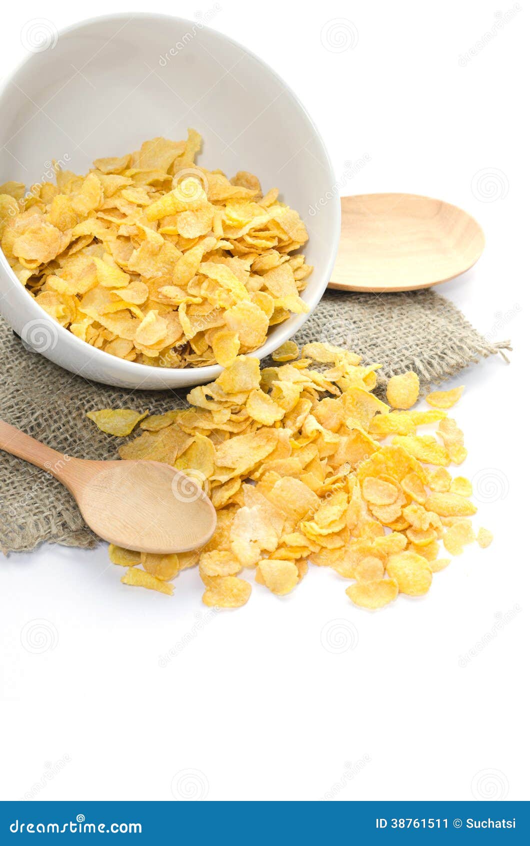 Corn flakes in bowl stock image. Image of fruit, snack 38761511