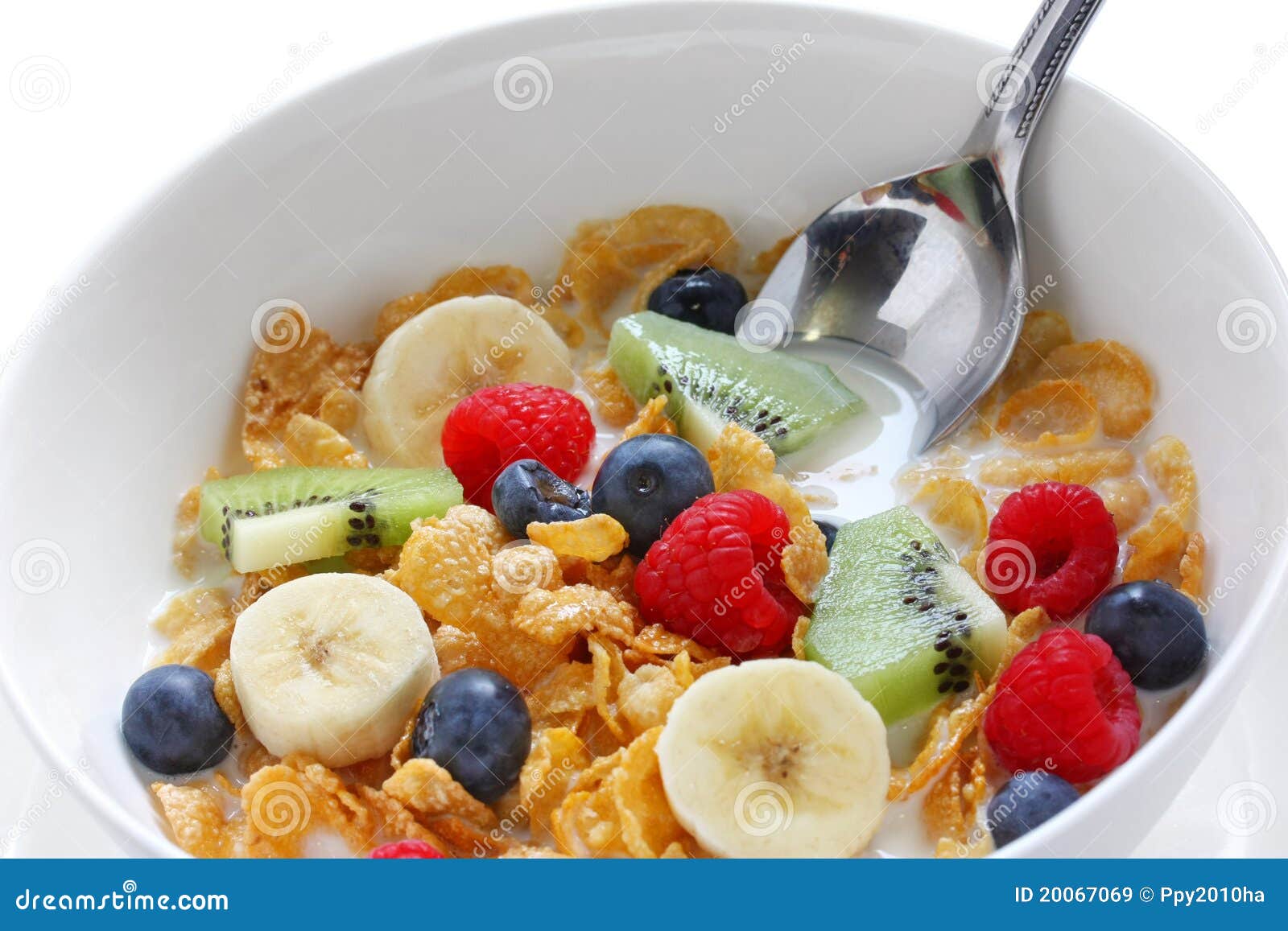 Corn Flakes with Fresh Fruits and Milk Stock Image Image of corn