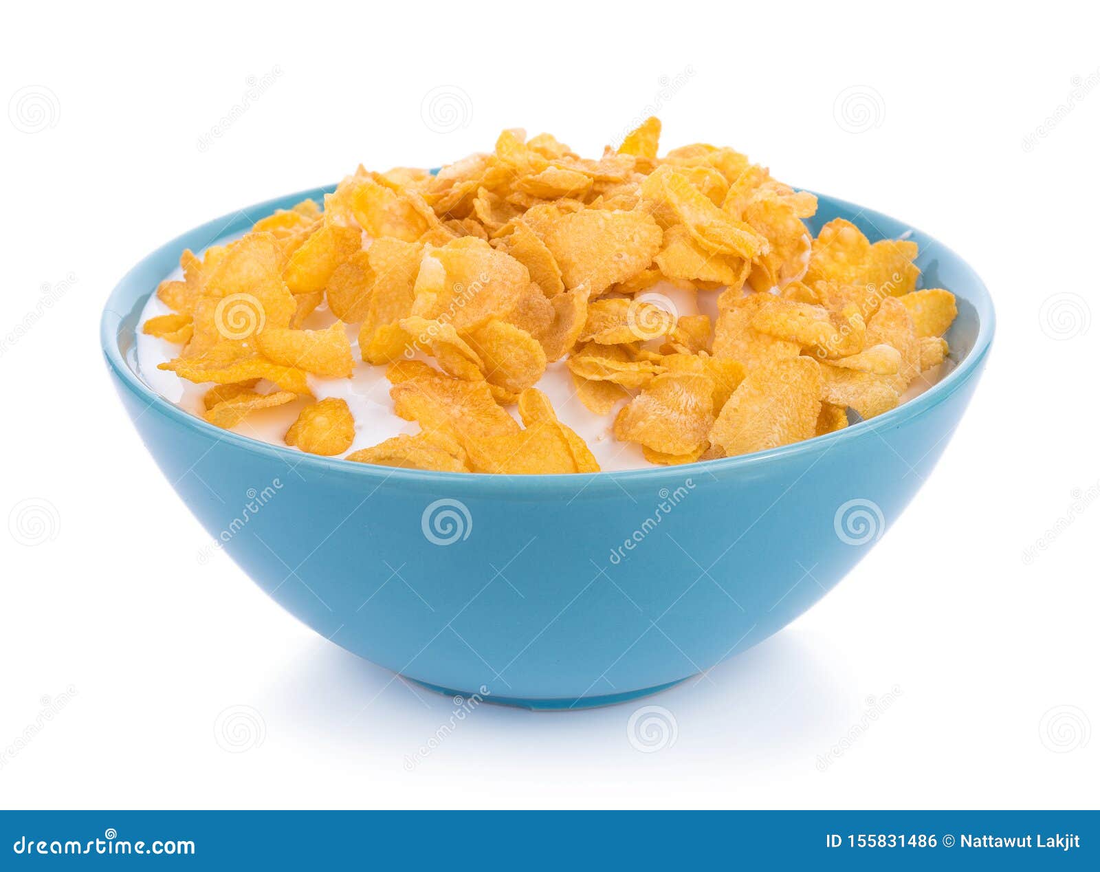 Corn Flakes with Milk in Bowl Isolated Stock Photo Image of energy, cereal 155831486
