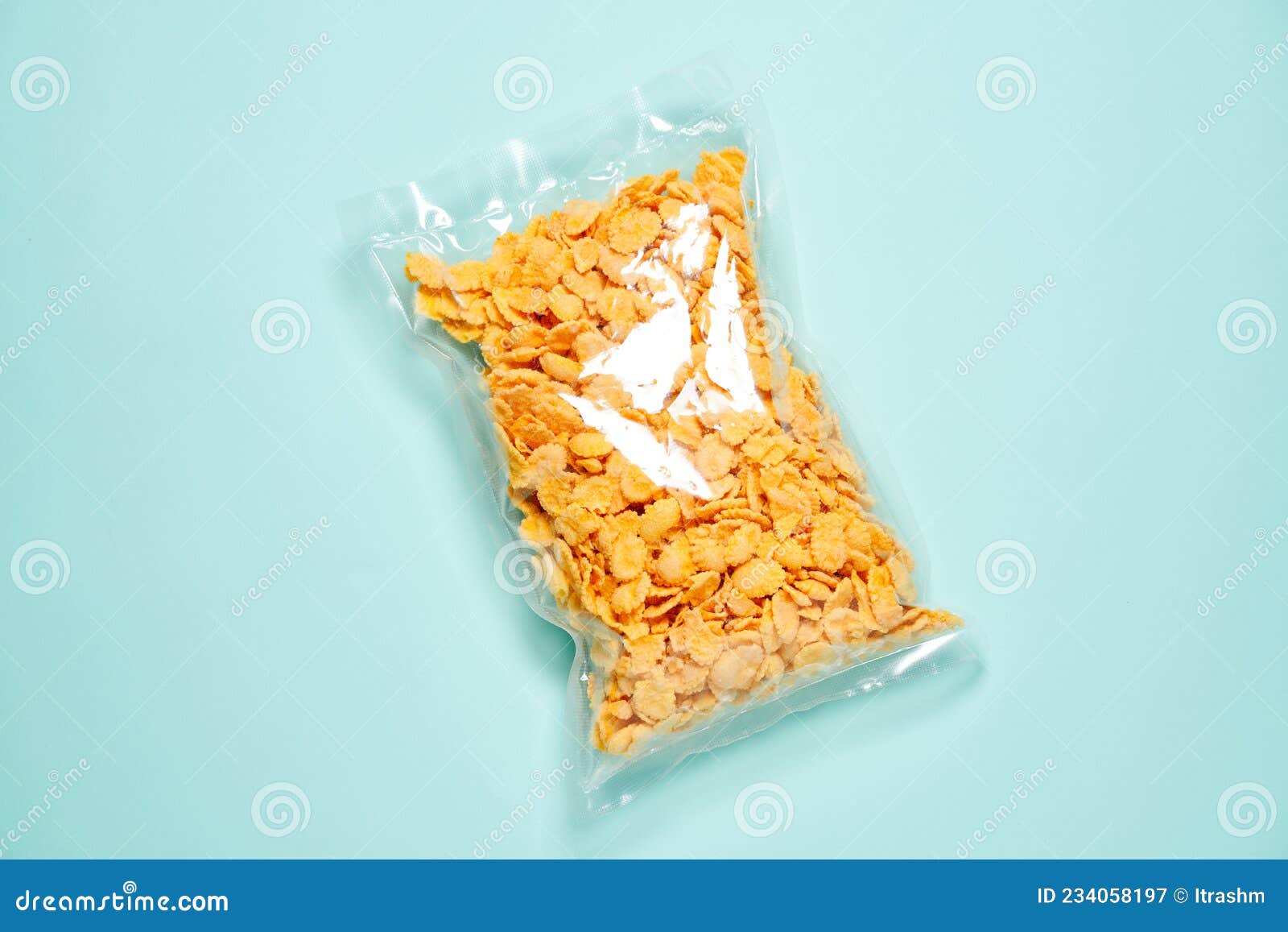Corn Flakes Sealed in Plastic Bag Stock Image Image of food