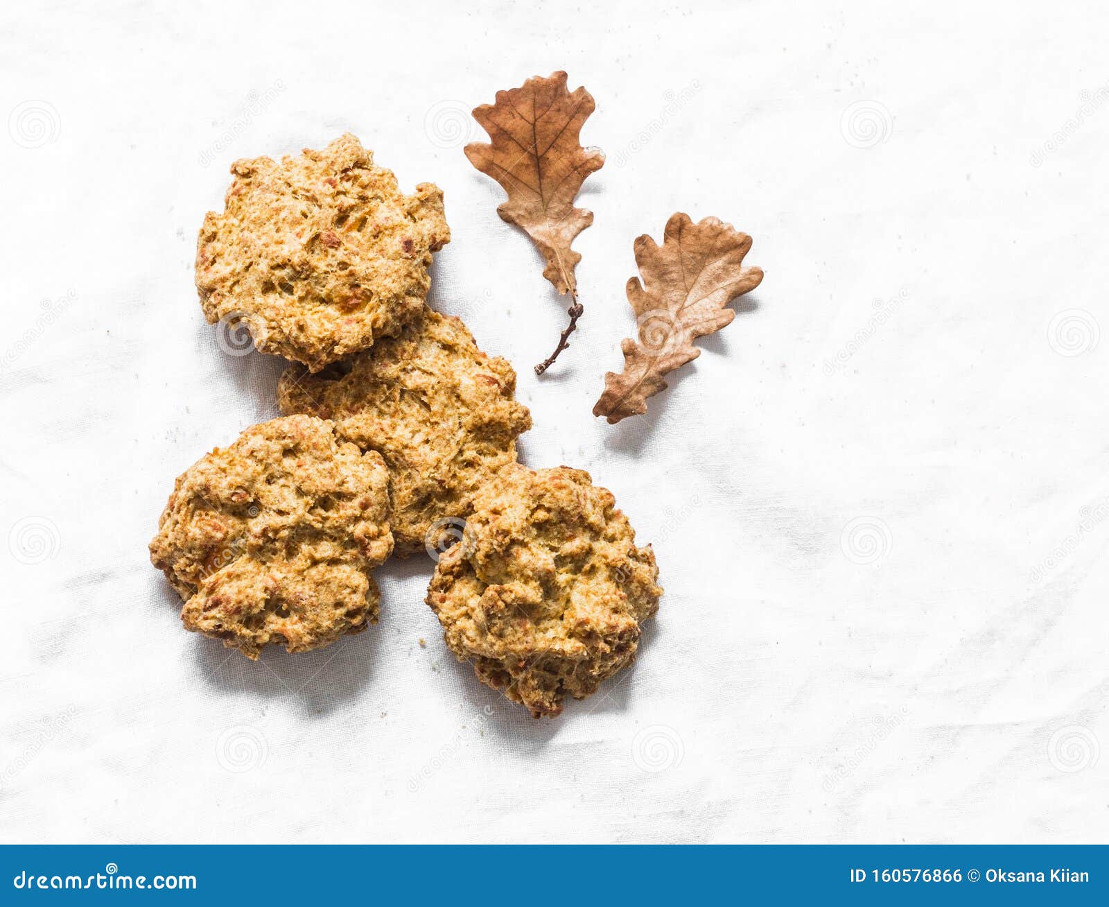 Corn Flour Cheese Crispy Savory Scones on a Light Background, Top View