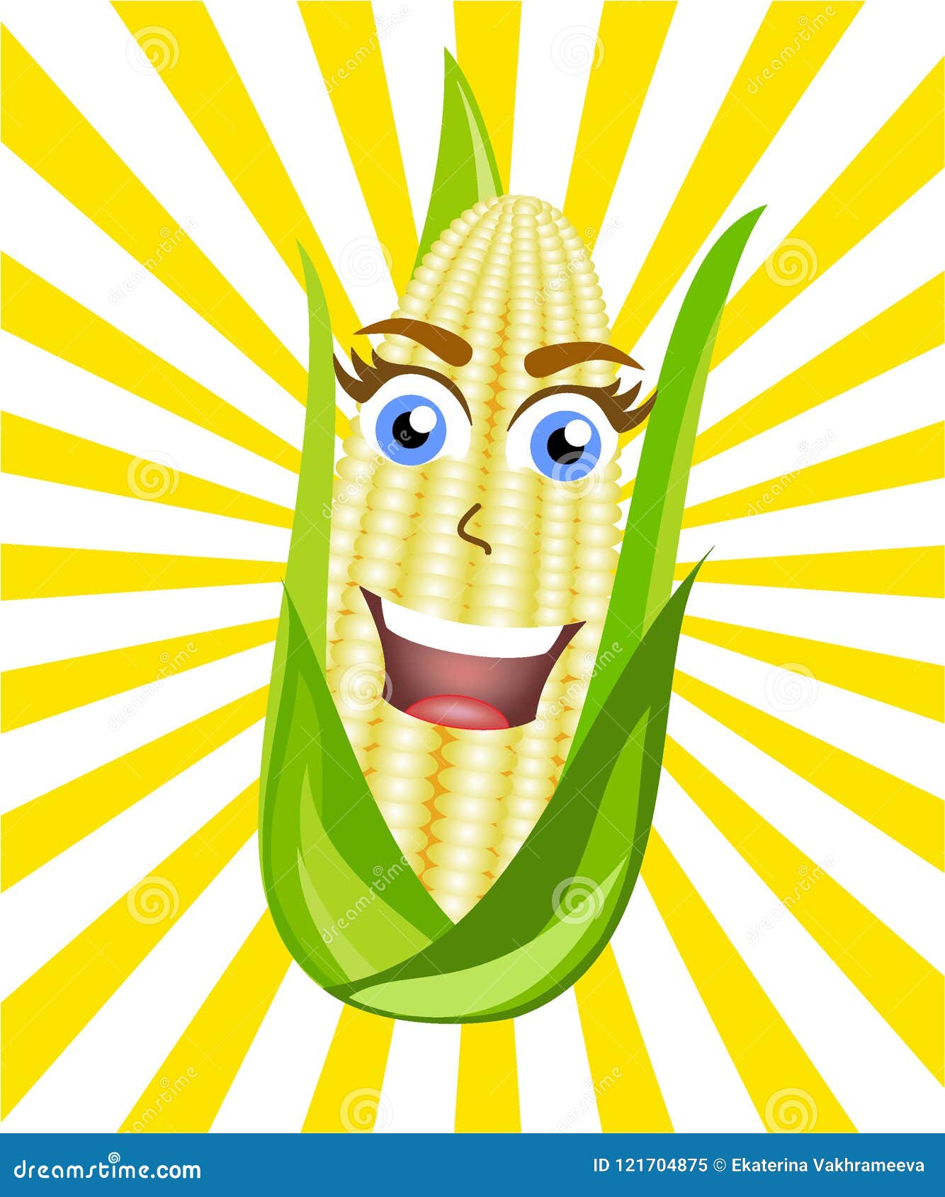 Corn Girl with Eyes and Cilia.Vector Stock Vector Illustration of