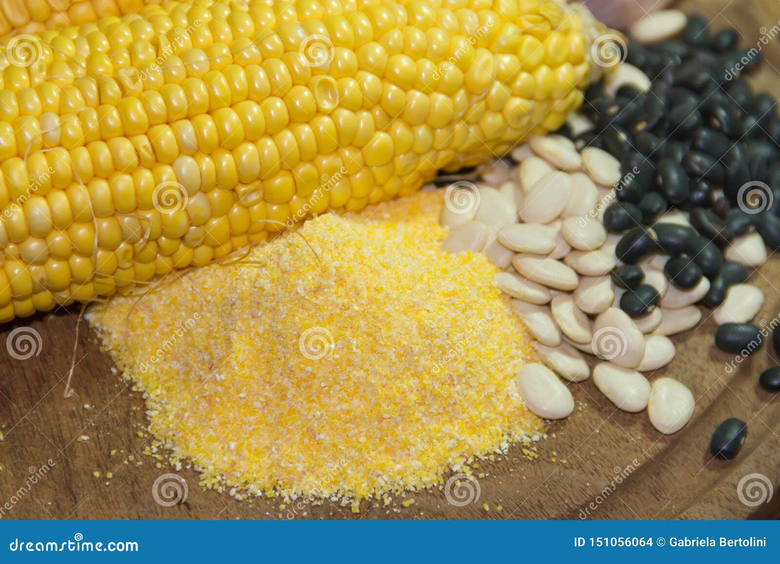 Corn Meal with Avocado and Other Mexican Food Ingredients Stock Photo