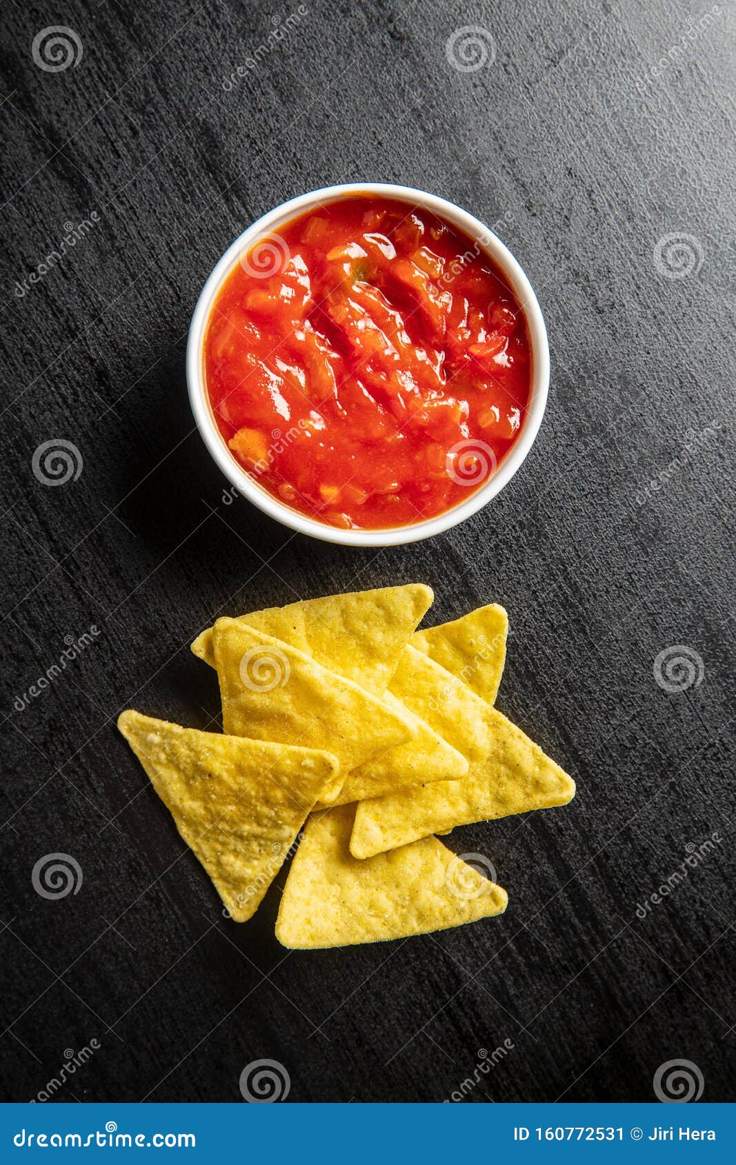 Corn Nacho Chips and Tomato Dip Stock Image Image of appetizer