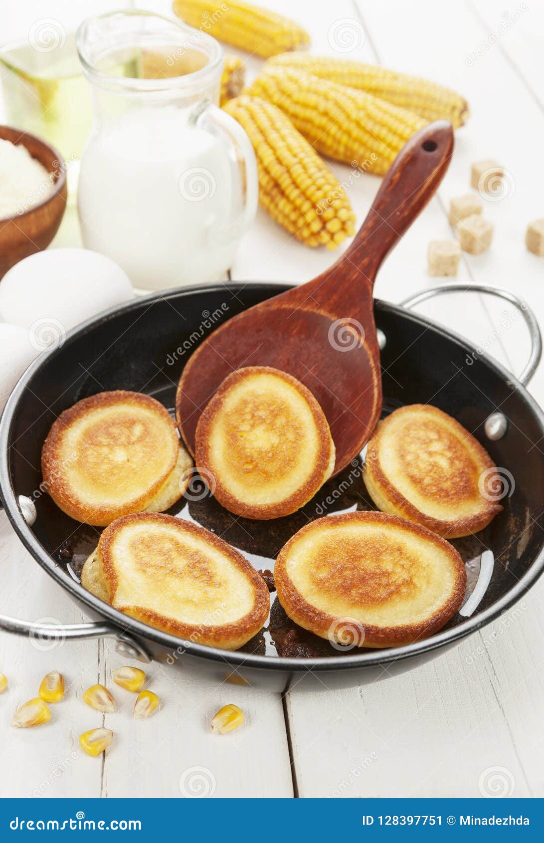 Corn pancake on the table stock image. Image of flour 128397751