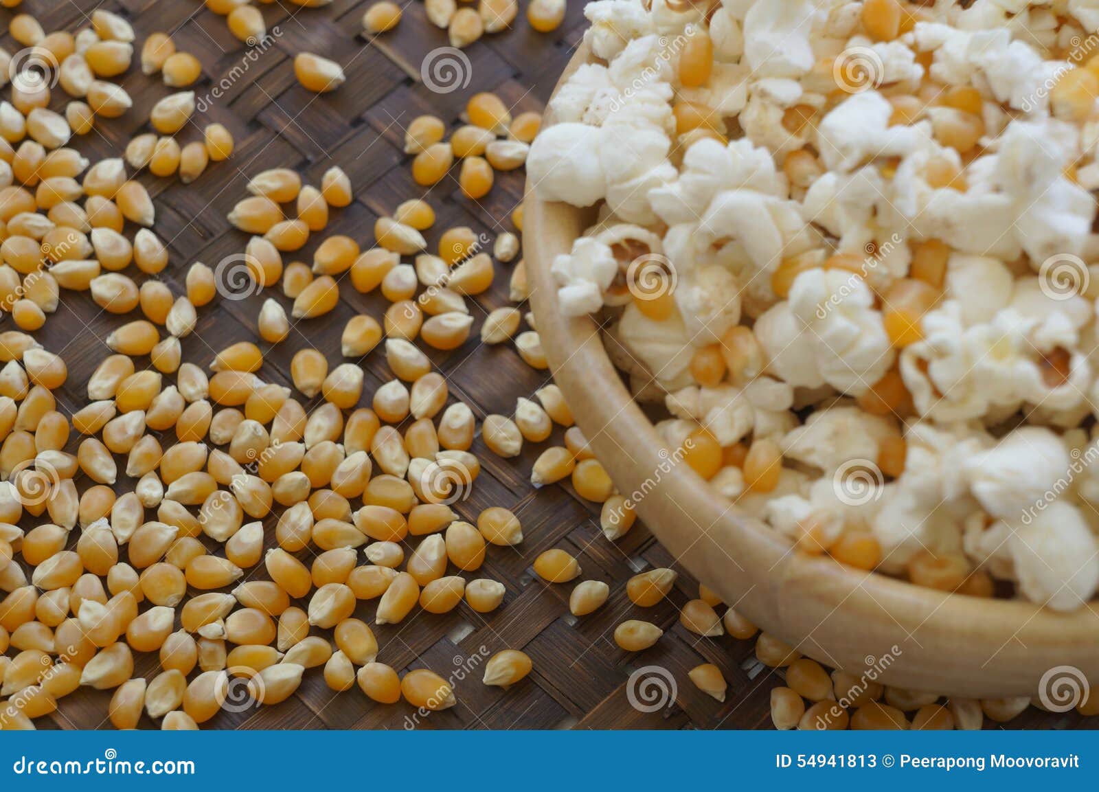 Corn Popcorn Raw Cooked Bowl Mix Seed Tray Concept Stock Image Image