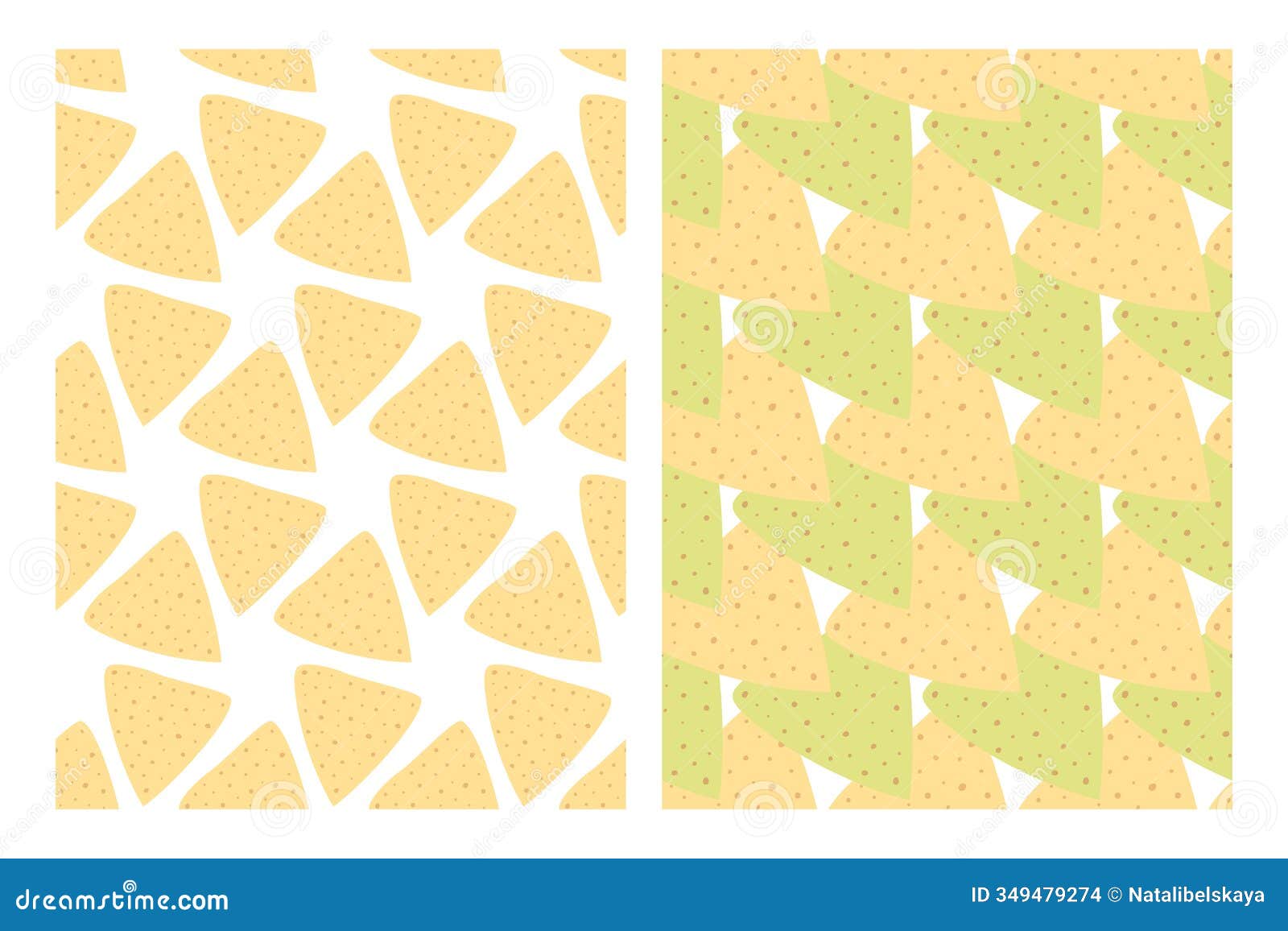 corn and spinach tortilla chips seamless pattern in trendy hues. nachos day background texture set 2