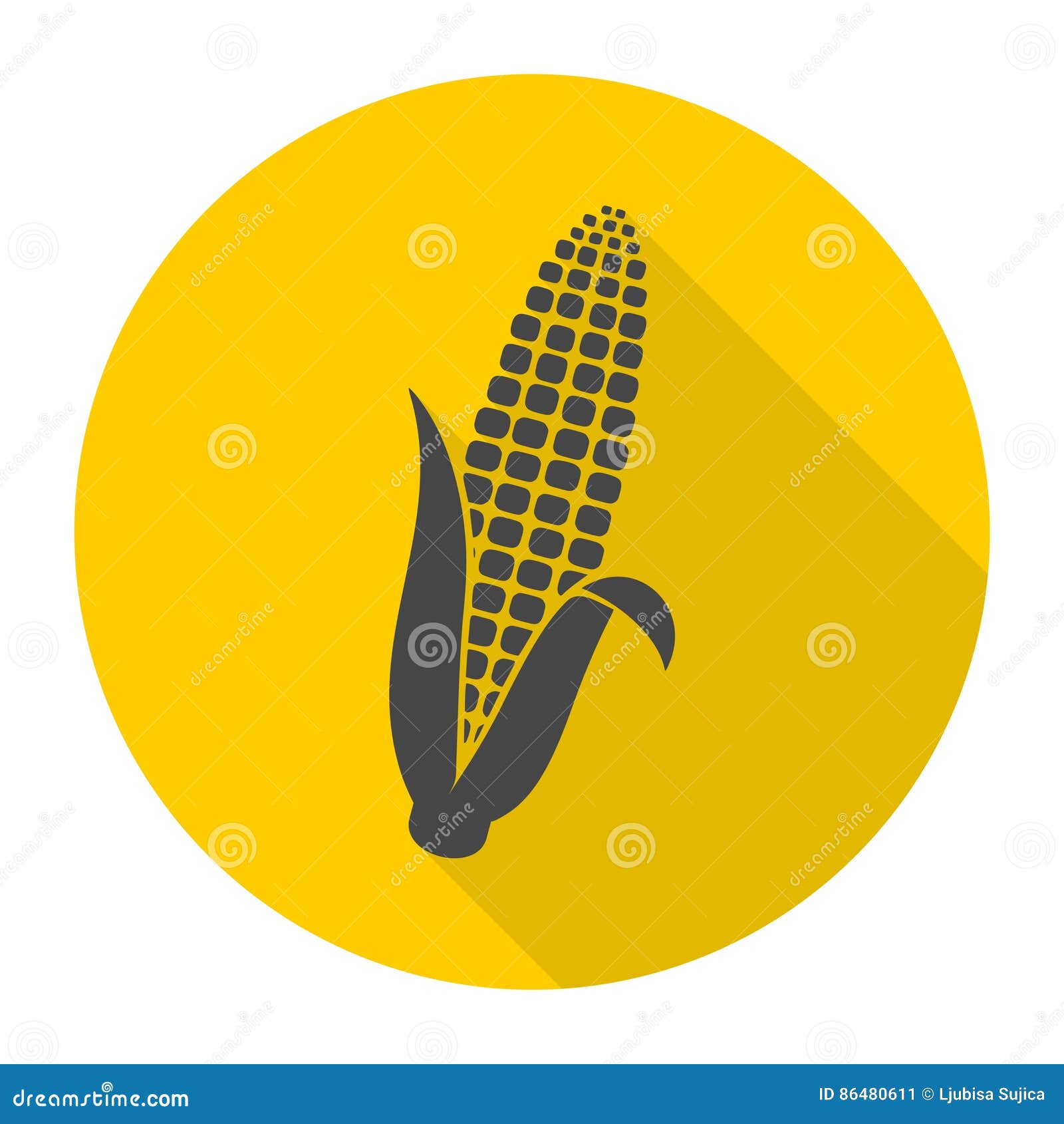 Corn Symbol Icon with Long Shadow Stock Vector Illustration of grain