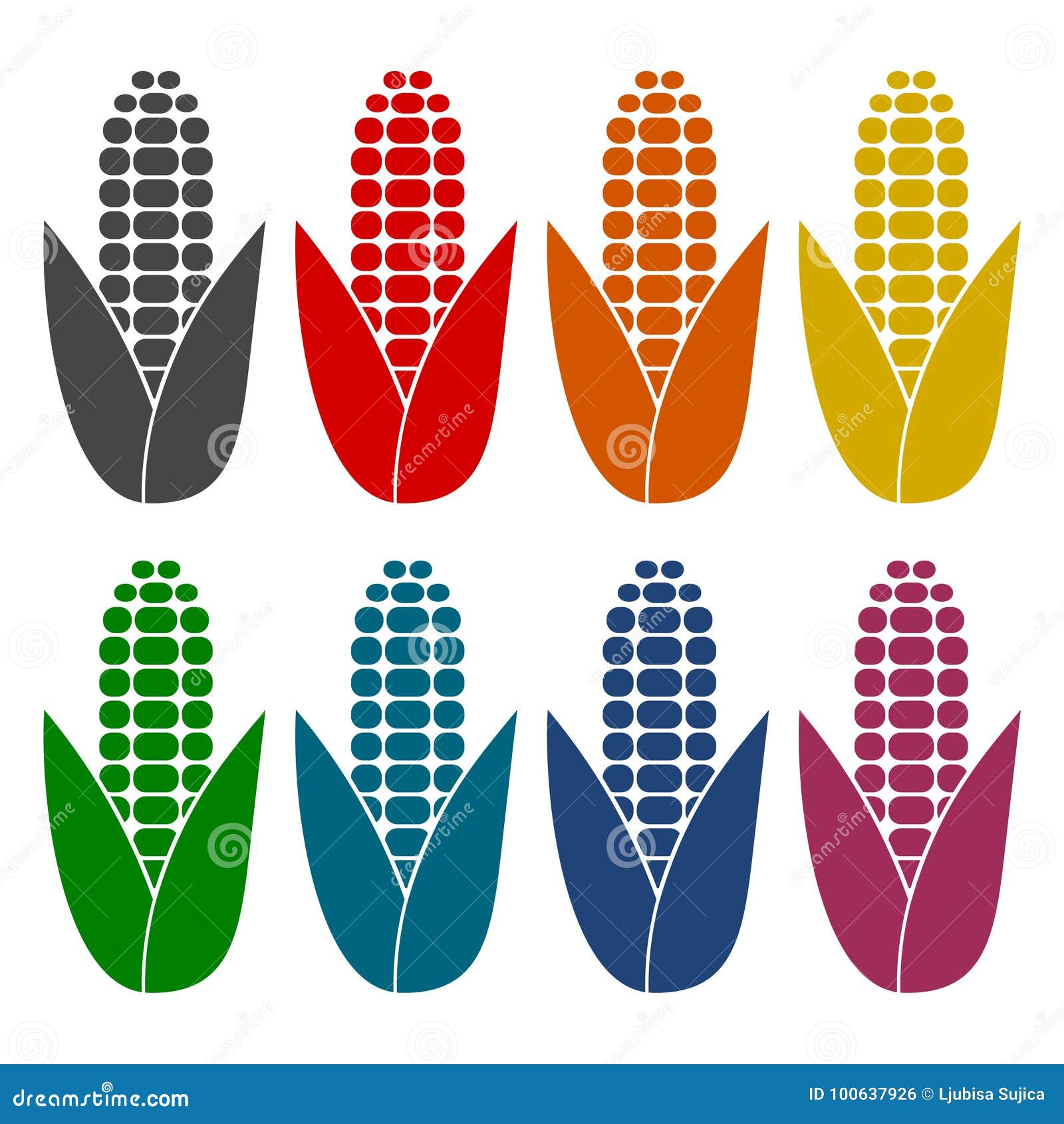 Corn symbol icons set stock vector. Illustration of maize 100637926