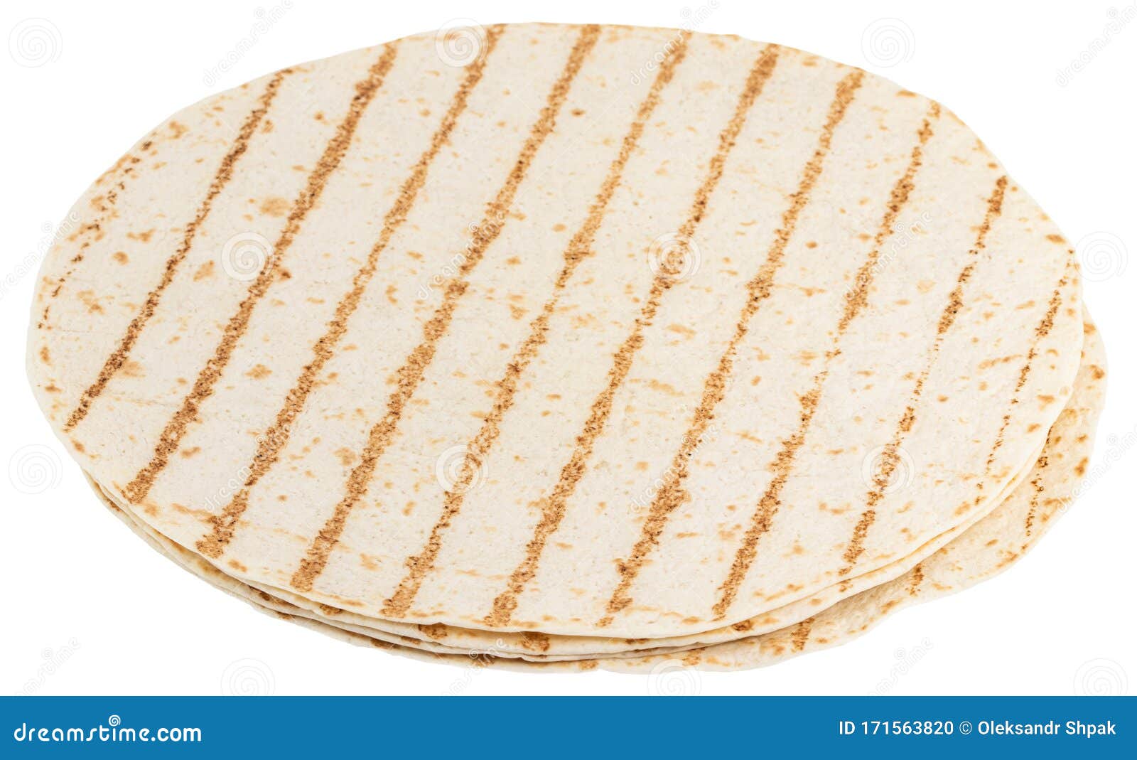 Corn Tortillas Isolated on White Background. Unleavened Bread Stock