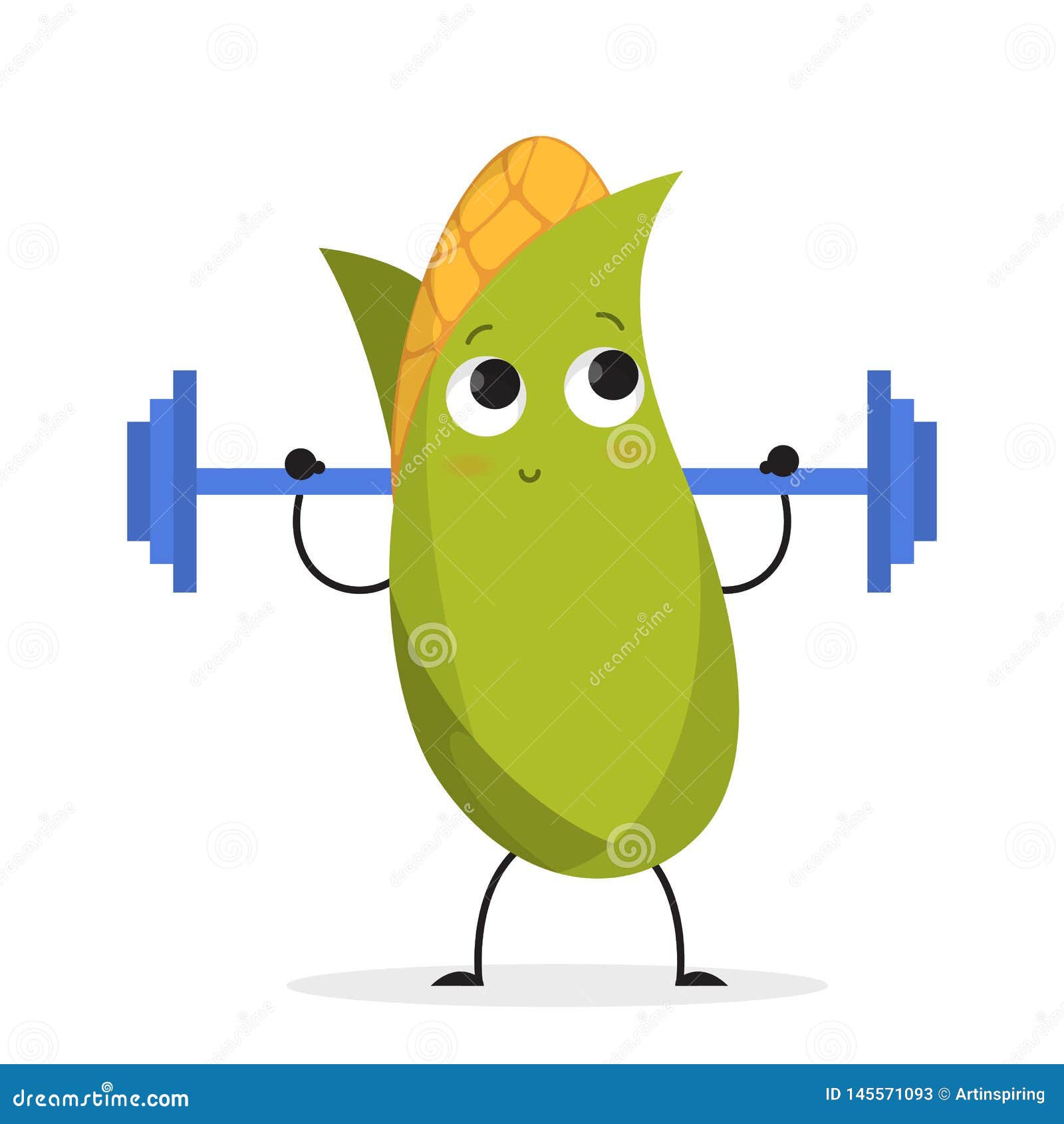 Corn Training in the Gym. Funny Character Lifitng Barbell Stock Vector -  Illustration of nature, happy: 145571093