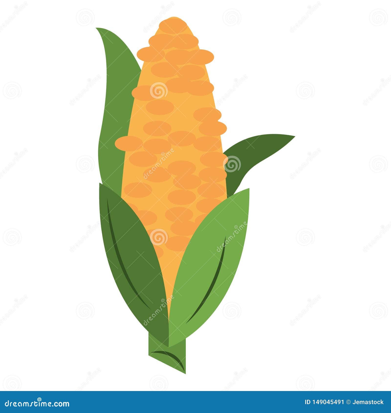 Corn Vegetable Food Cartoon Isolated Stock Vector Illustration of