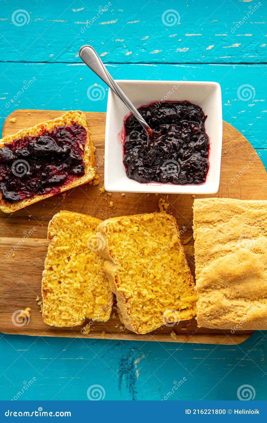 Cornbread is Bread Containing Cornmeal, Corn Flour. Stock Photo Image